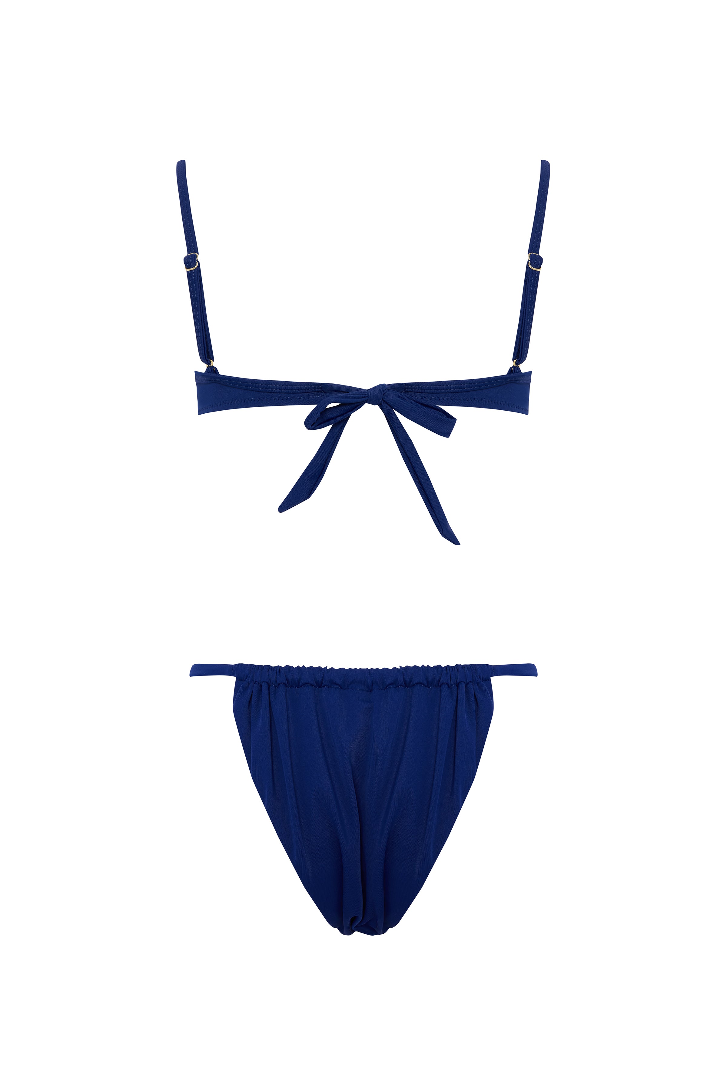 Cyra Balconette Ruched Bikini Set - Navy Blue