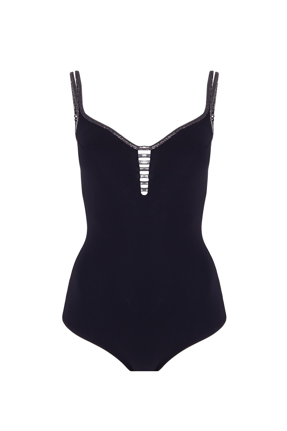 4222 Black Silver Balconette Swimsuit