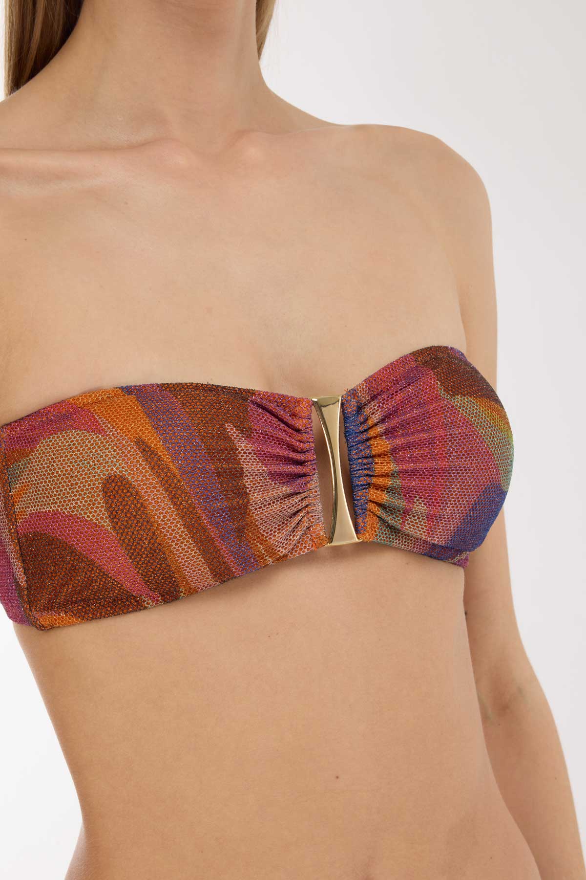 5628 Orange Strapless Bikini