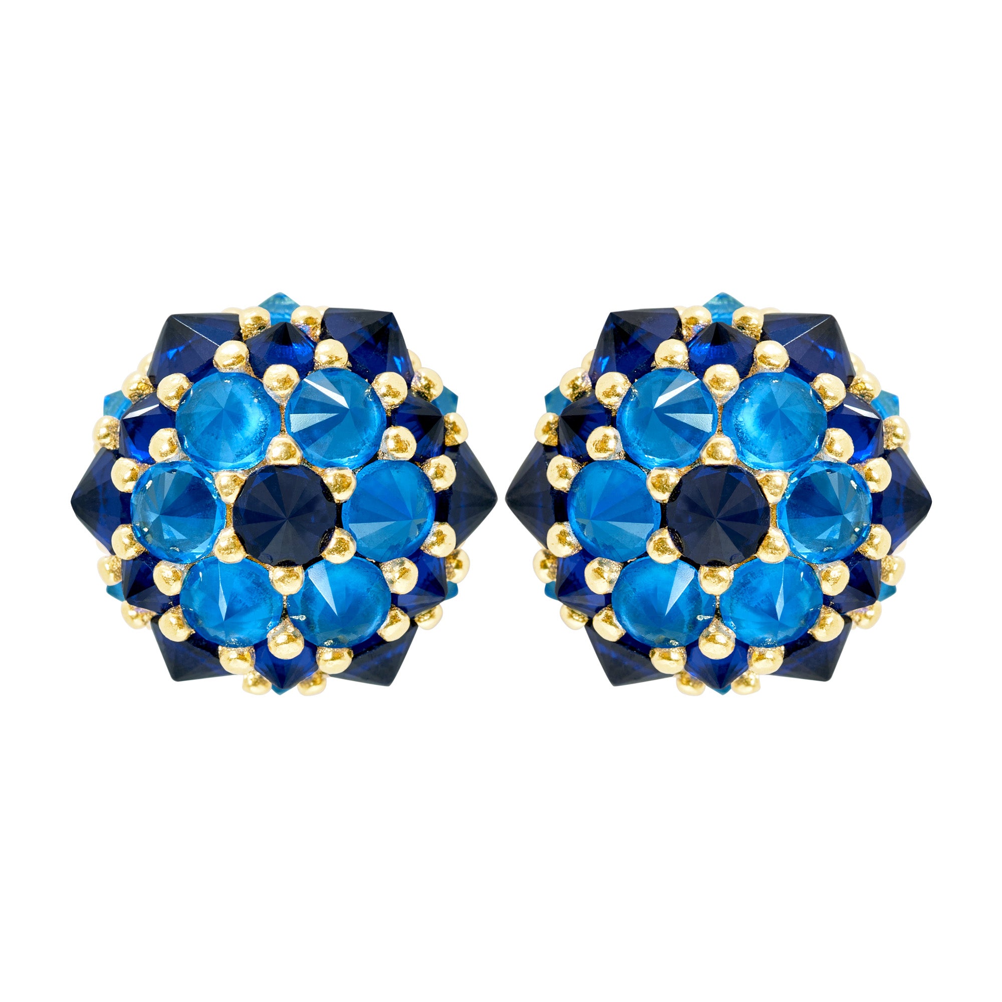 Perfect Bonbon Cocktail Earrings - Dark Blue - Light Blue - Gold