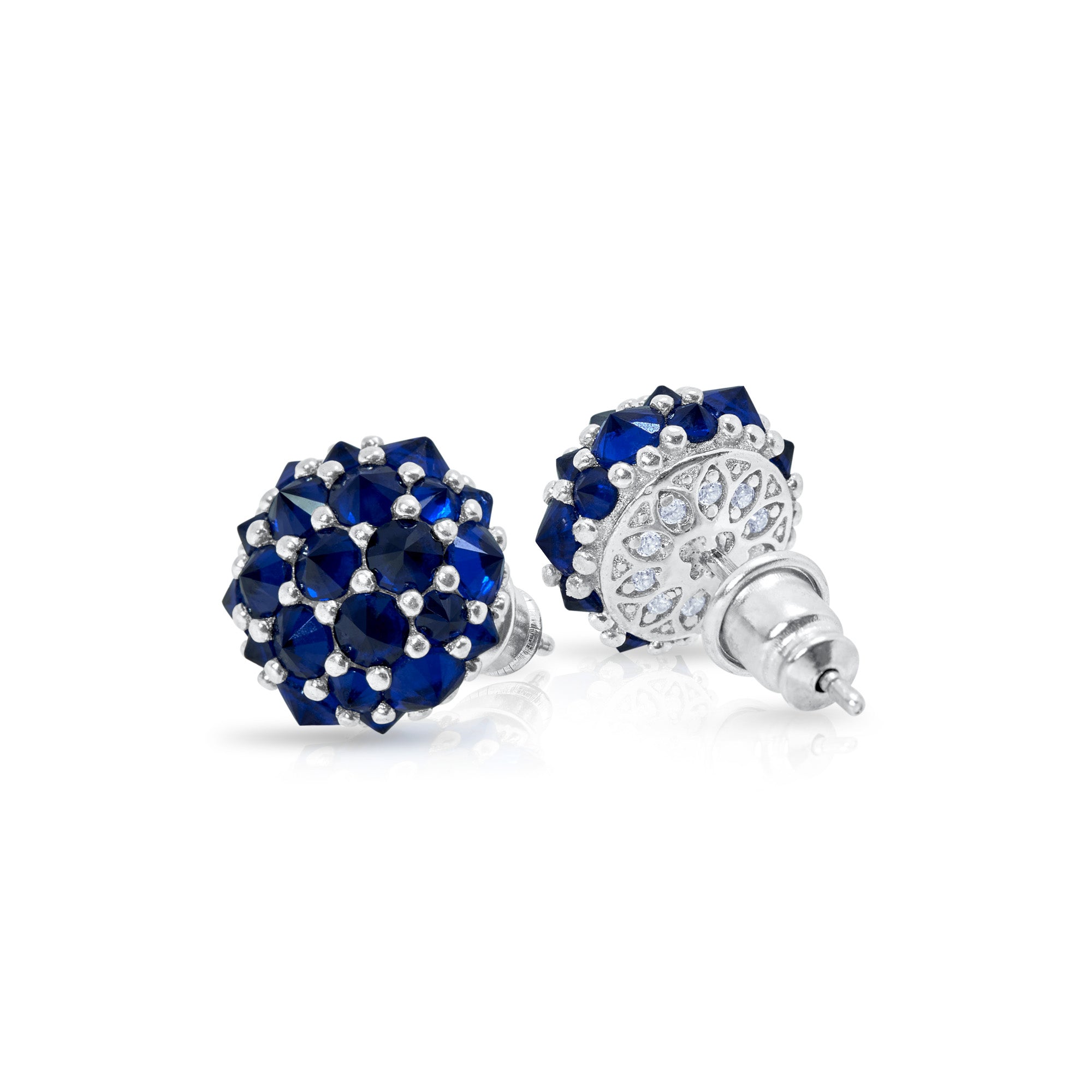 Perfect Bonbon Cocktail Earrings - Dark Blue - Silver