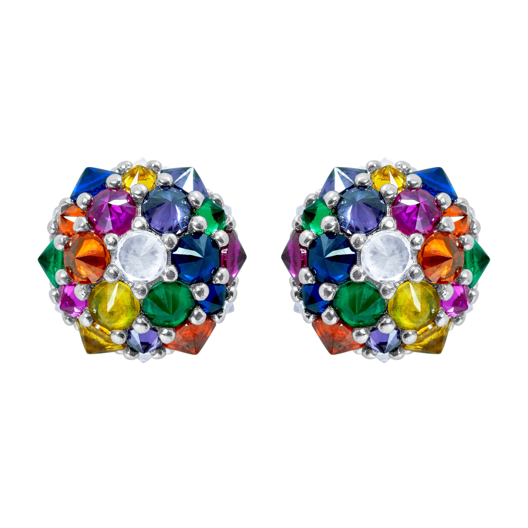 Perfect Bonbon Cocktail Earrings - Rainbow - Silver