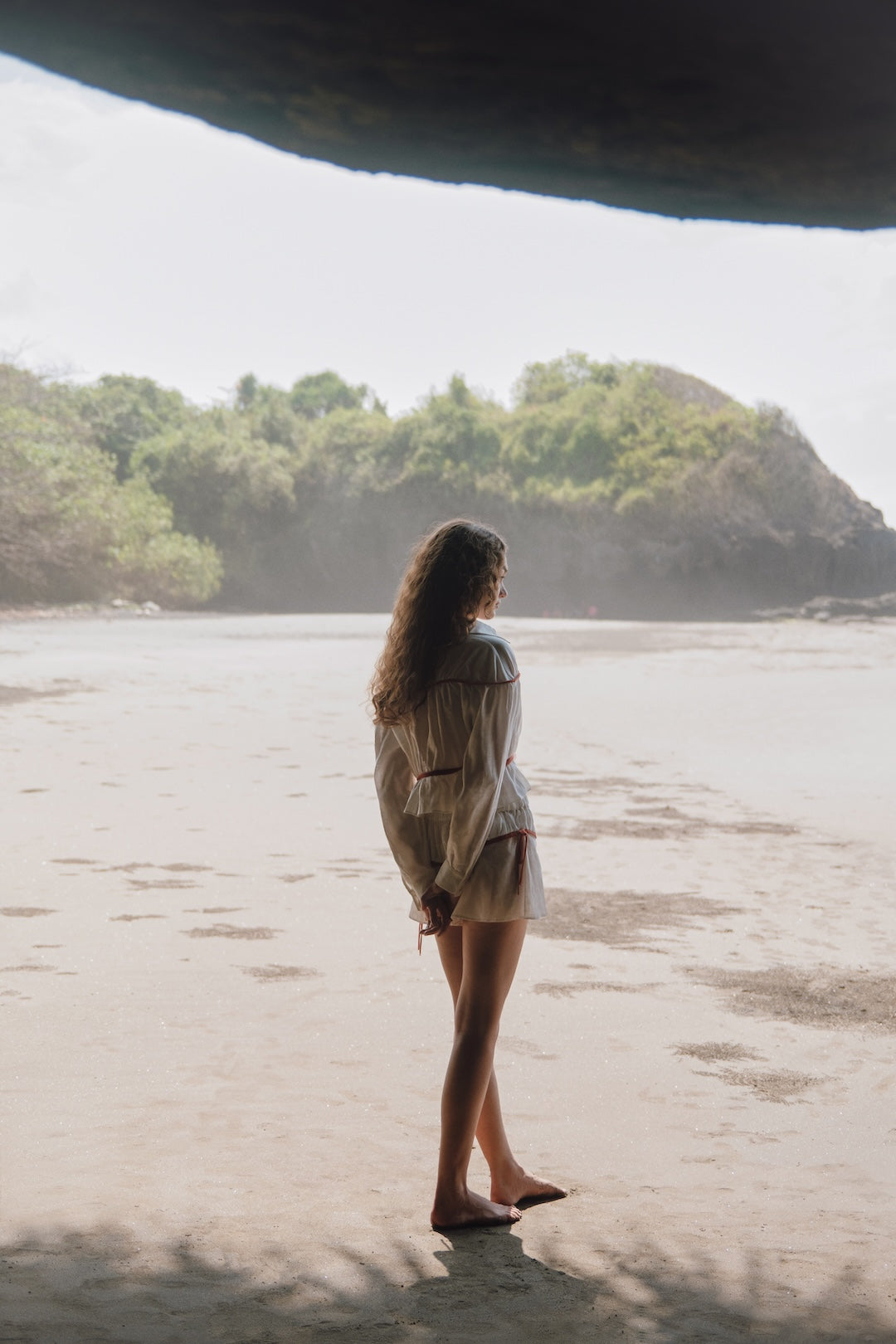 Colette Ecru and Terracotta Linen Tie Shorts