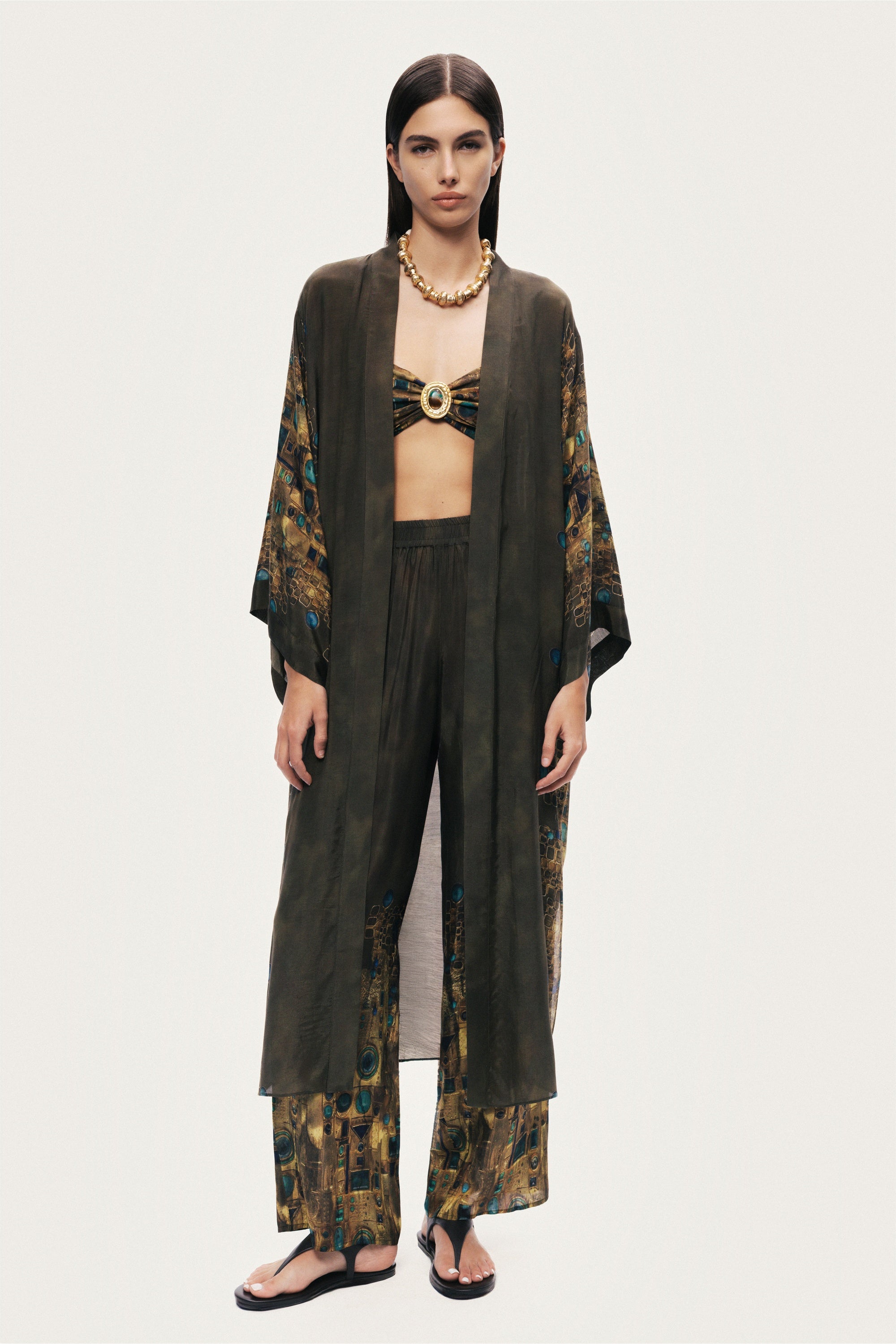 Printed Long Kimono