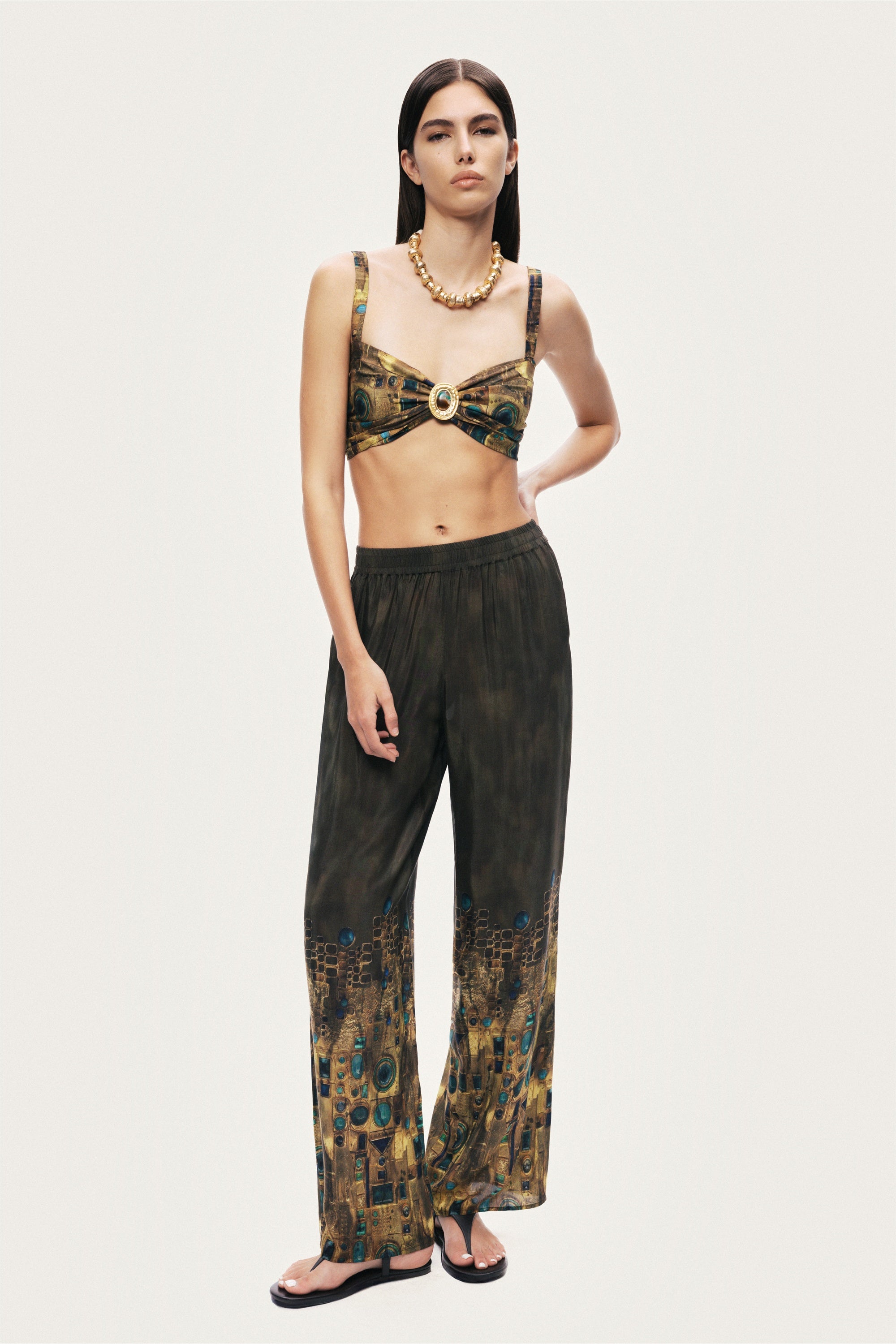 Printed Ring Detail Crop Top