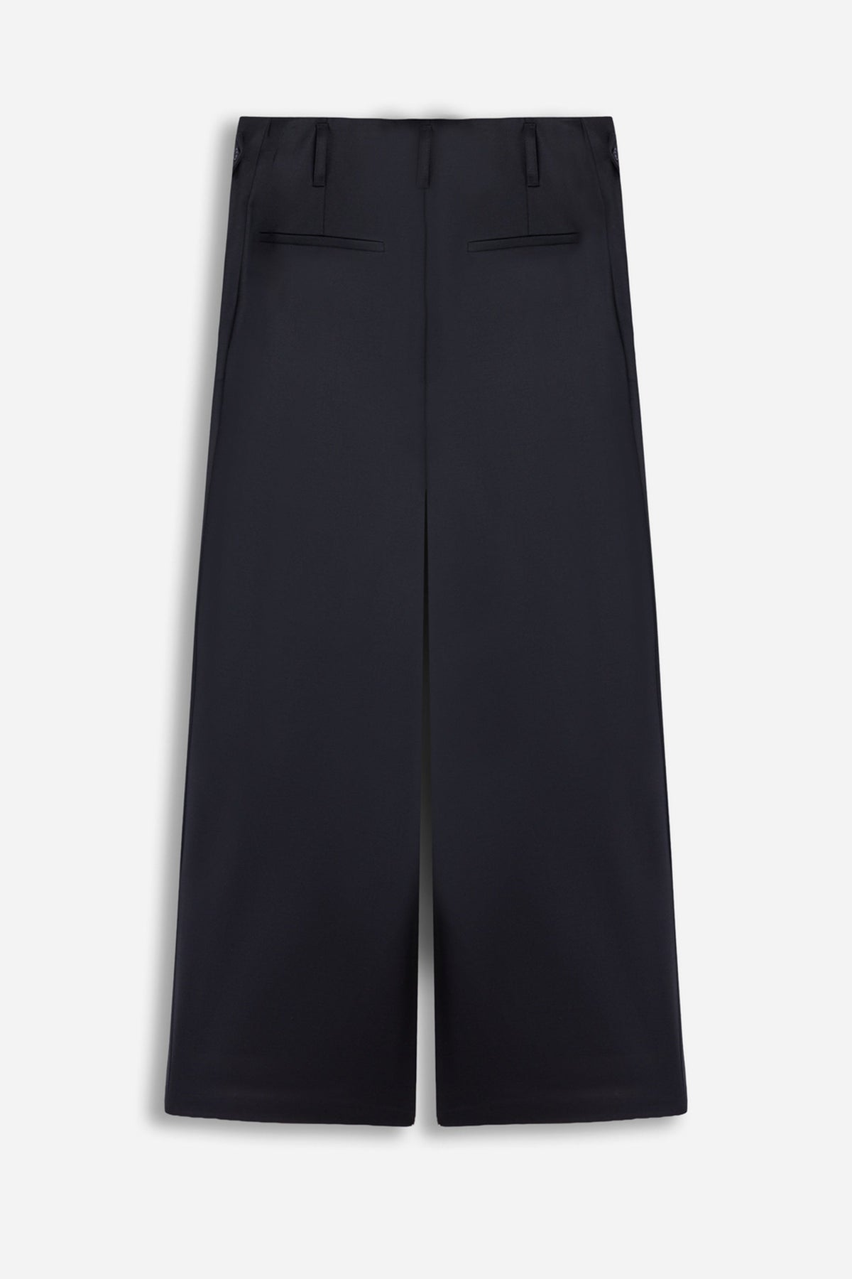 Double Pleat Belted Trousers - Black