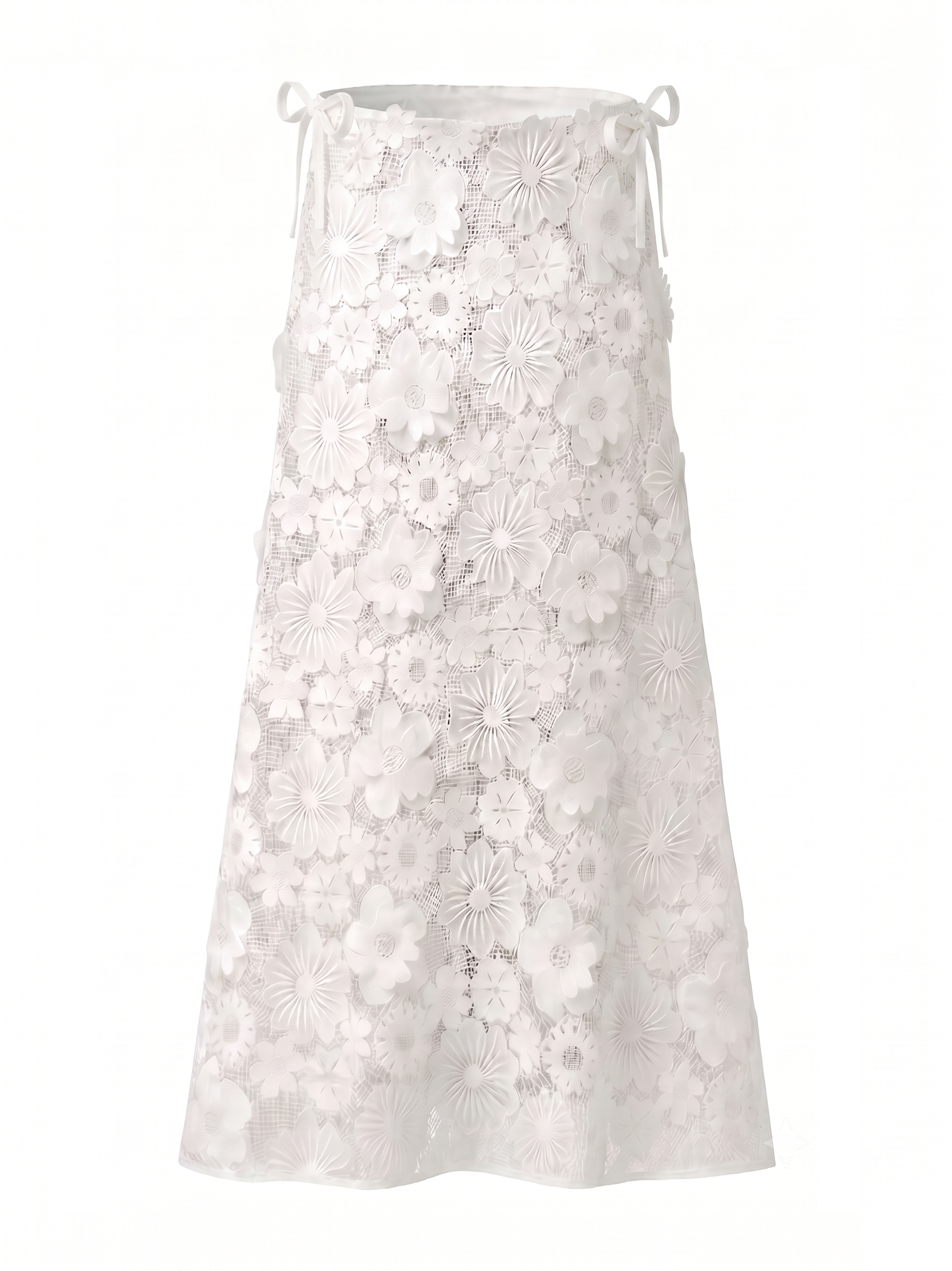 Maxi A-Line Skirt White Crochet Filora
