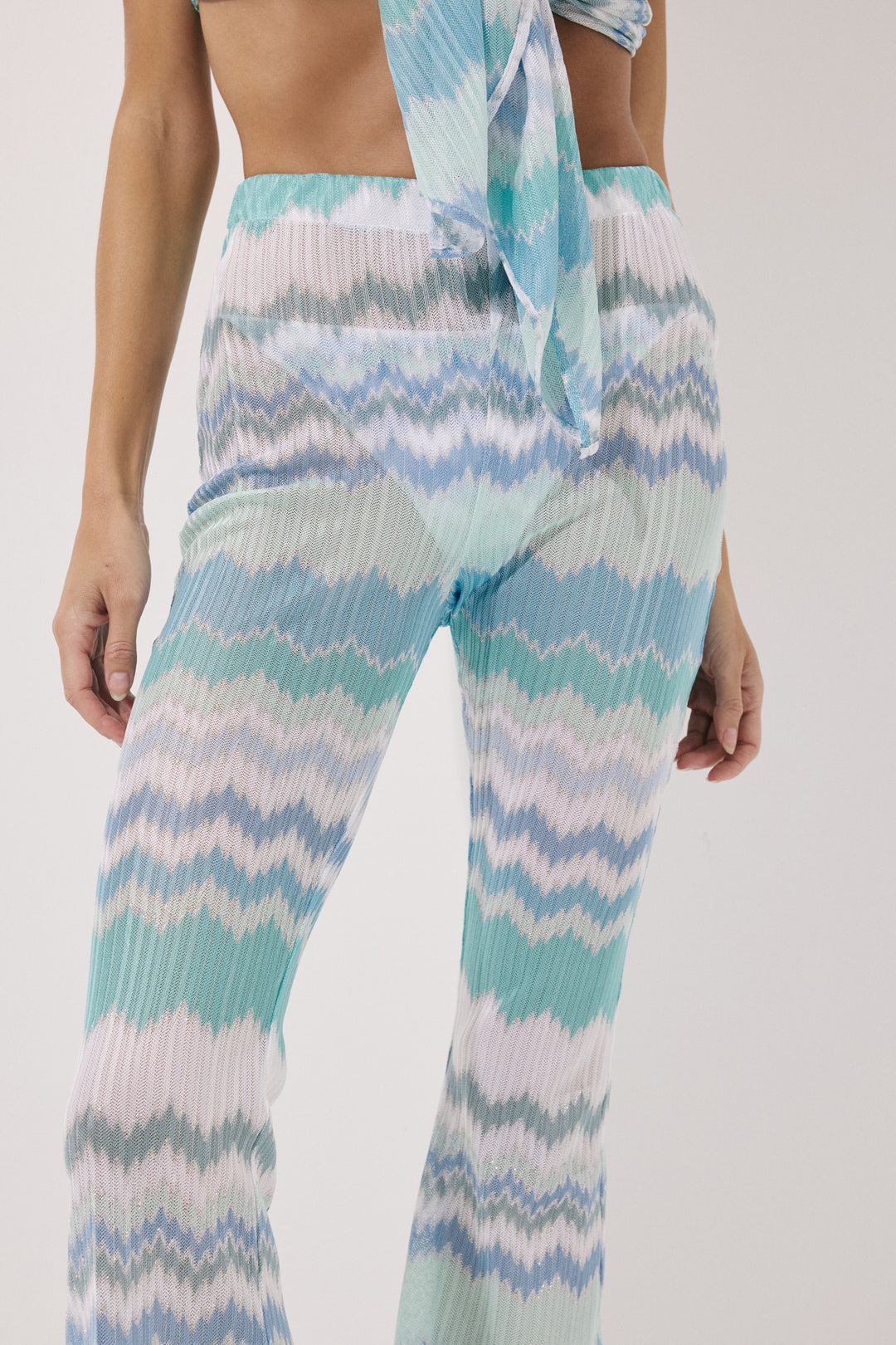Lunessa Knit Flared Pants Zigzag Metallic Almara
