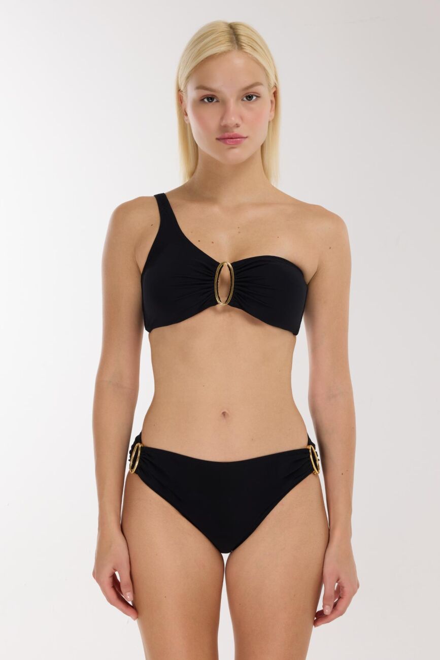 5709 Black One-Shoulder Bikini Set