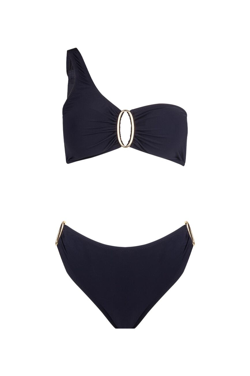 5709 Black One-Shoulder Bikini Set