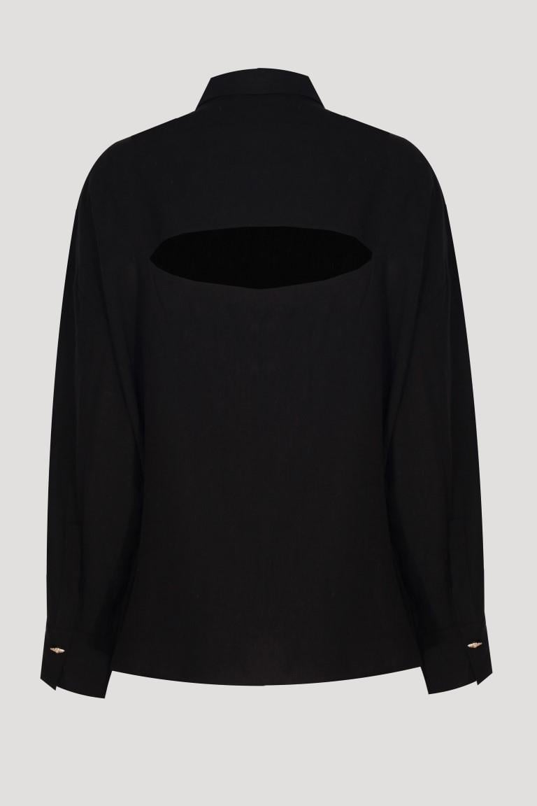 The Beach Cut Out Suit Shirt - Black