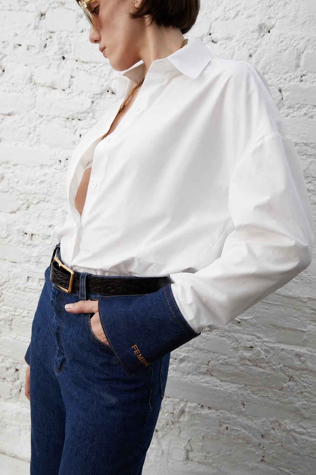 The Boyish Shirt - White Denim Detail