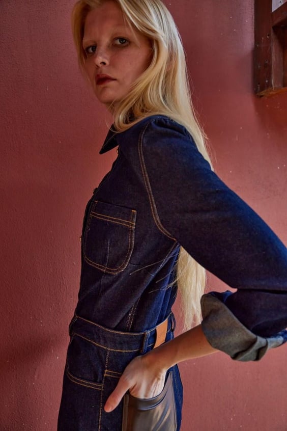 The Feminine Denim Shirt - Dark Blue