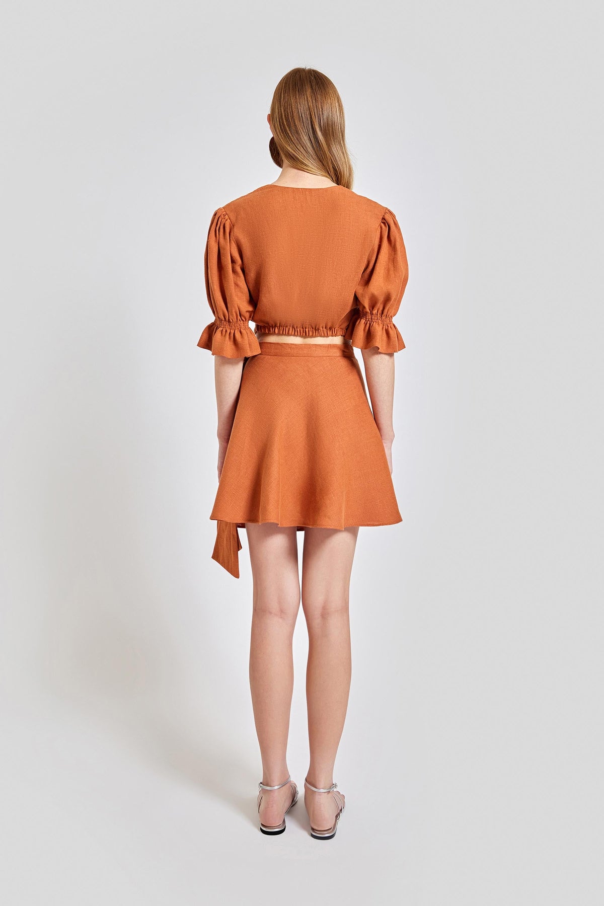 Marrakesh Side Wrapped Mini Skirt - Brick