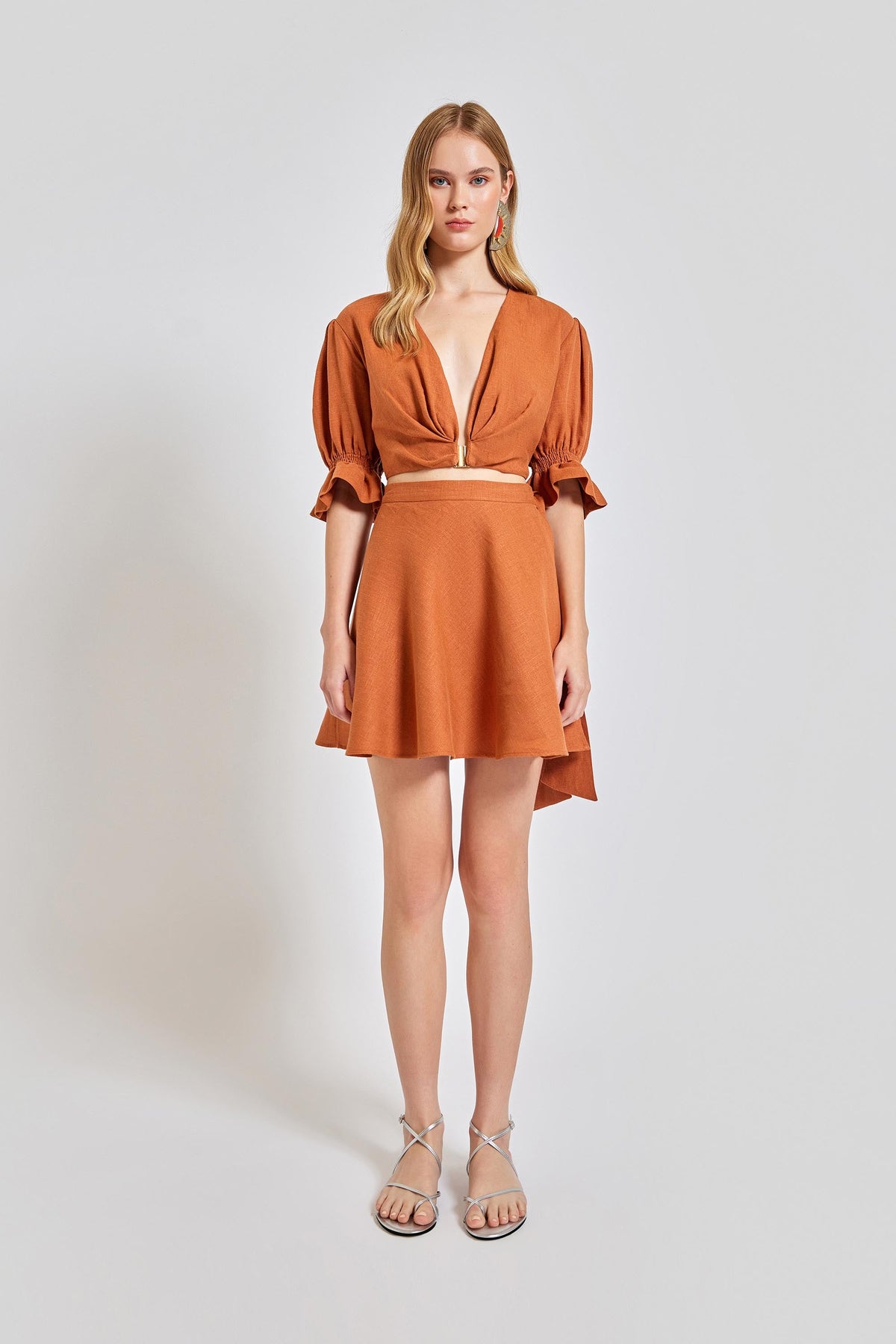 Marrakesh Side Wrapped Mini Skirt - Brick