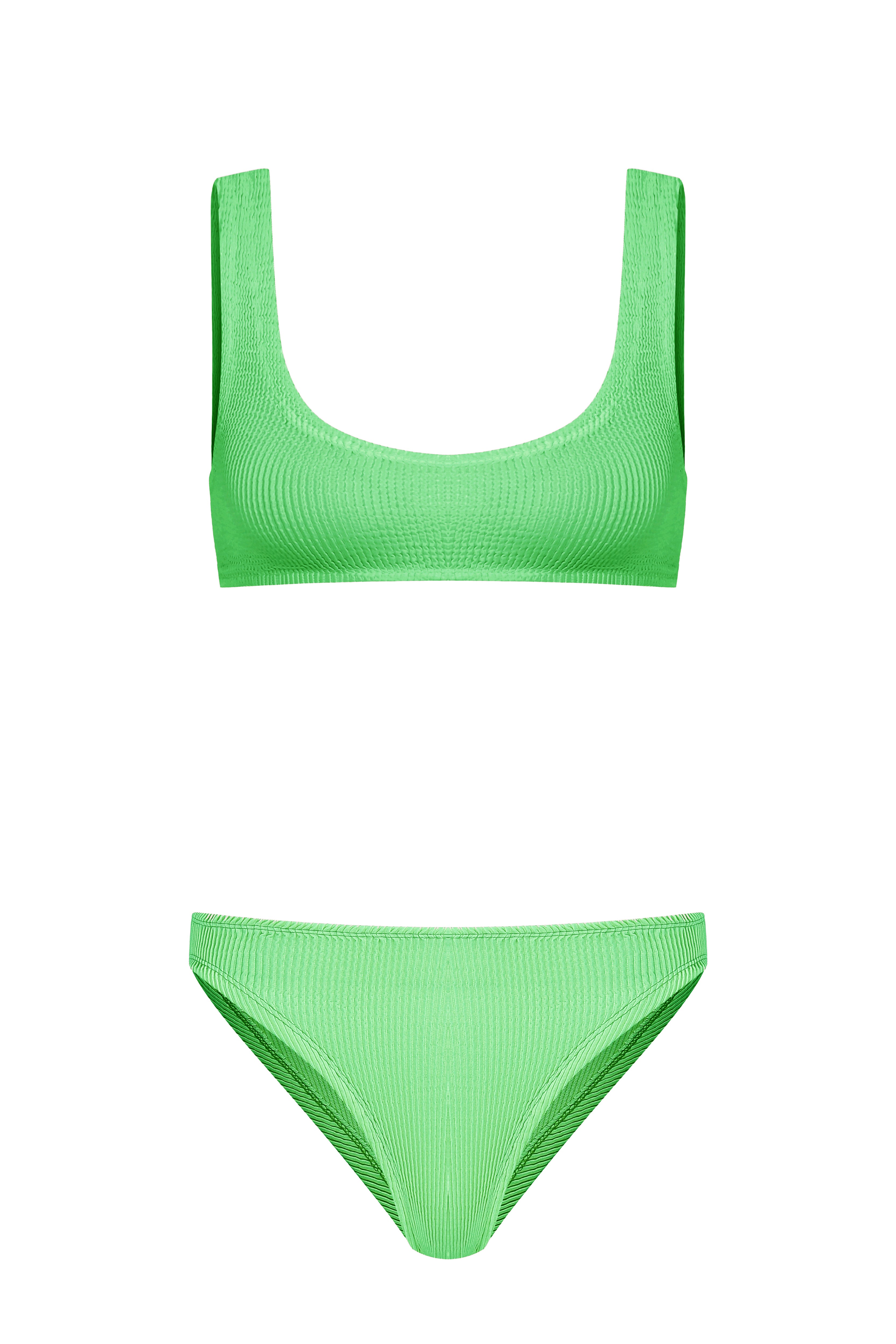 Sofi Italian Crinkle Tank Bikini Set - Neon Green