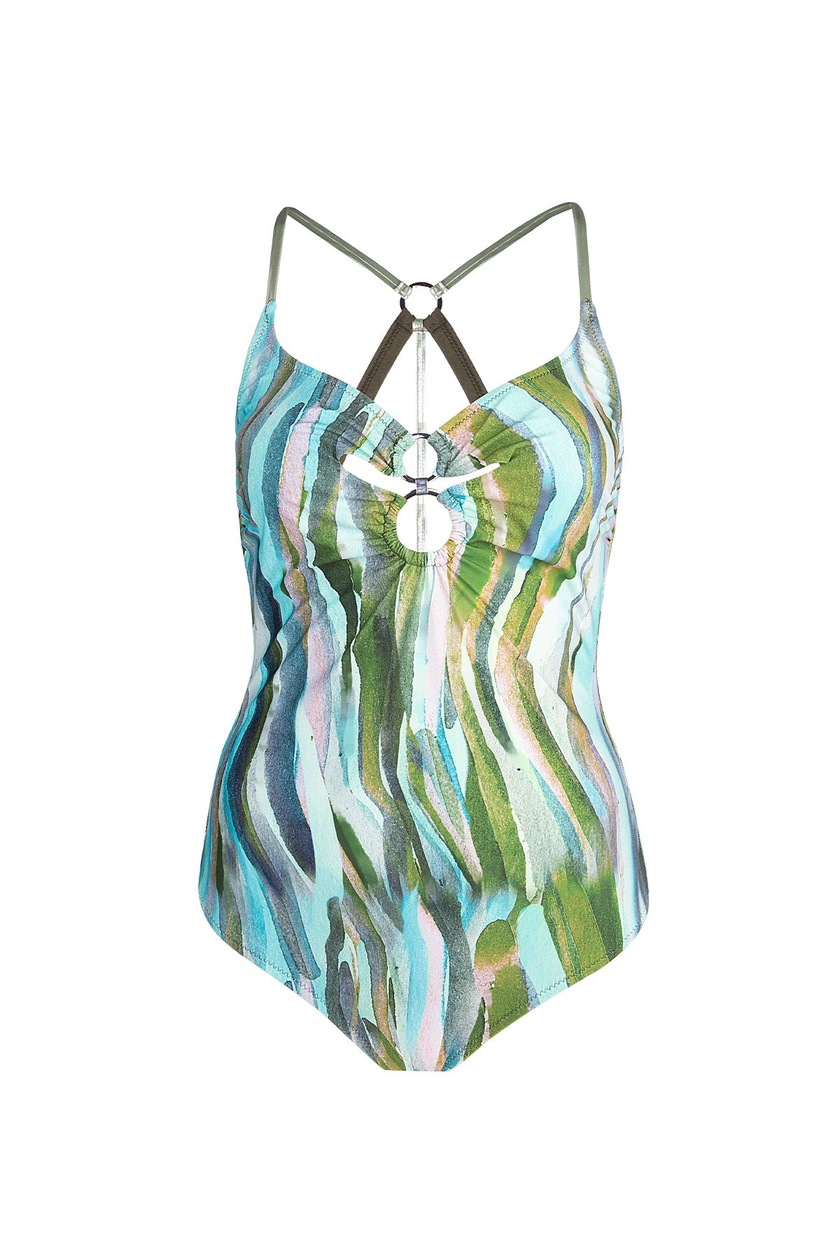 5207 Green V Neck Swimsuit