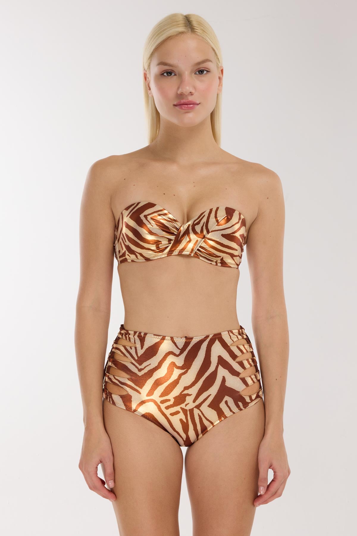 5618 Brown Strapless Bikini