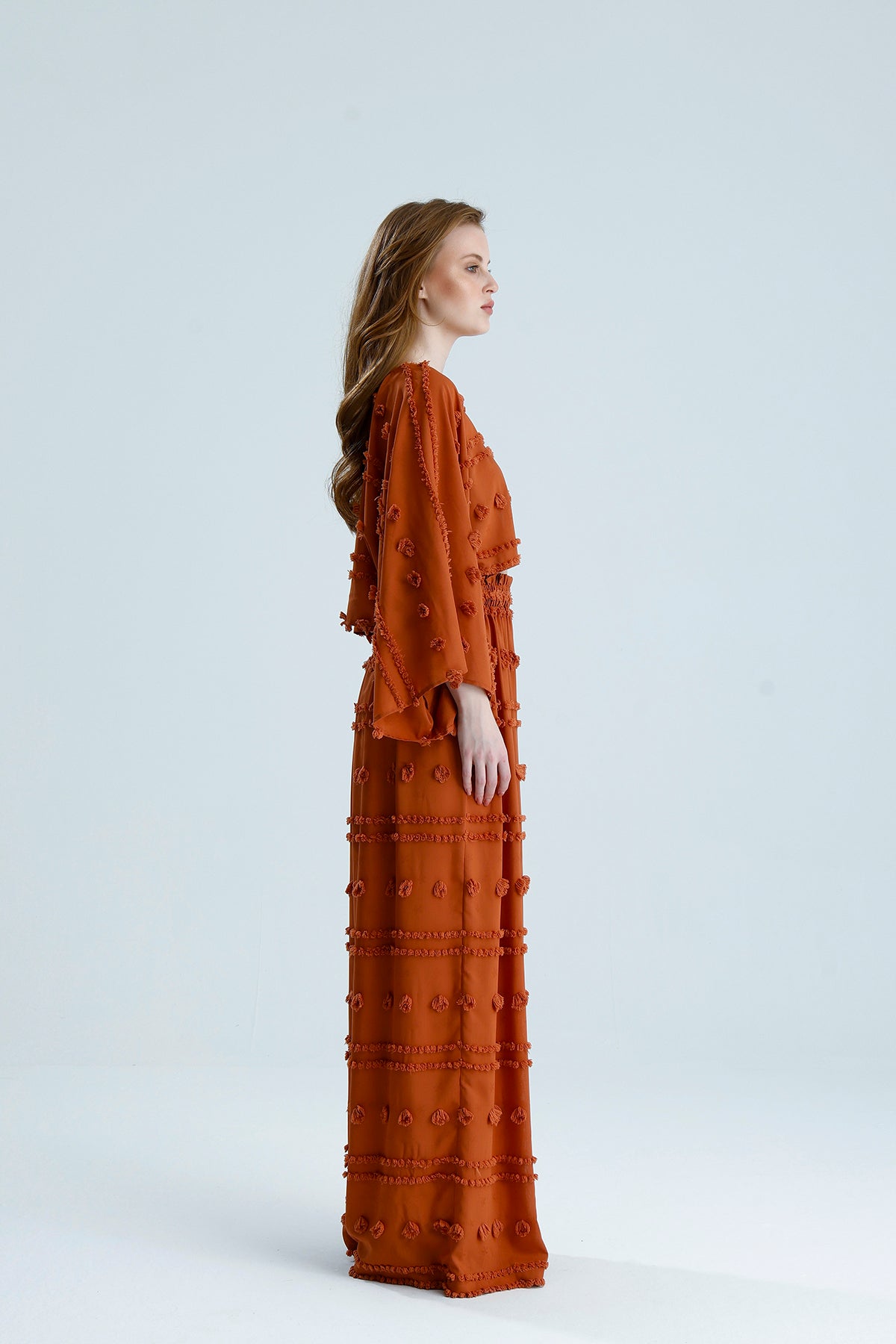 Capri Loose Fit Long Sleeve Blouse-Brick