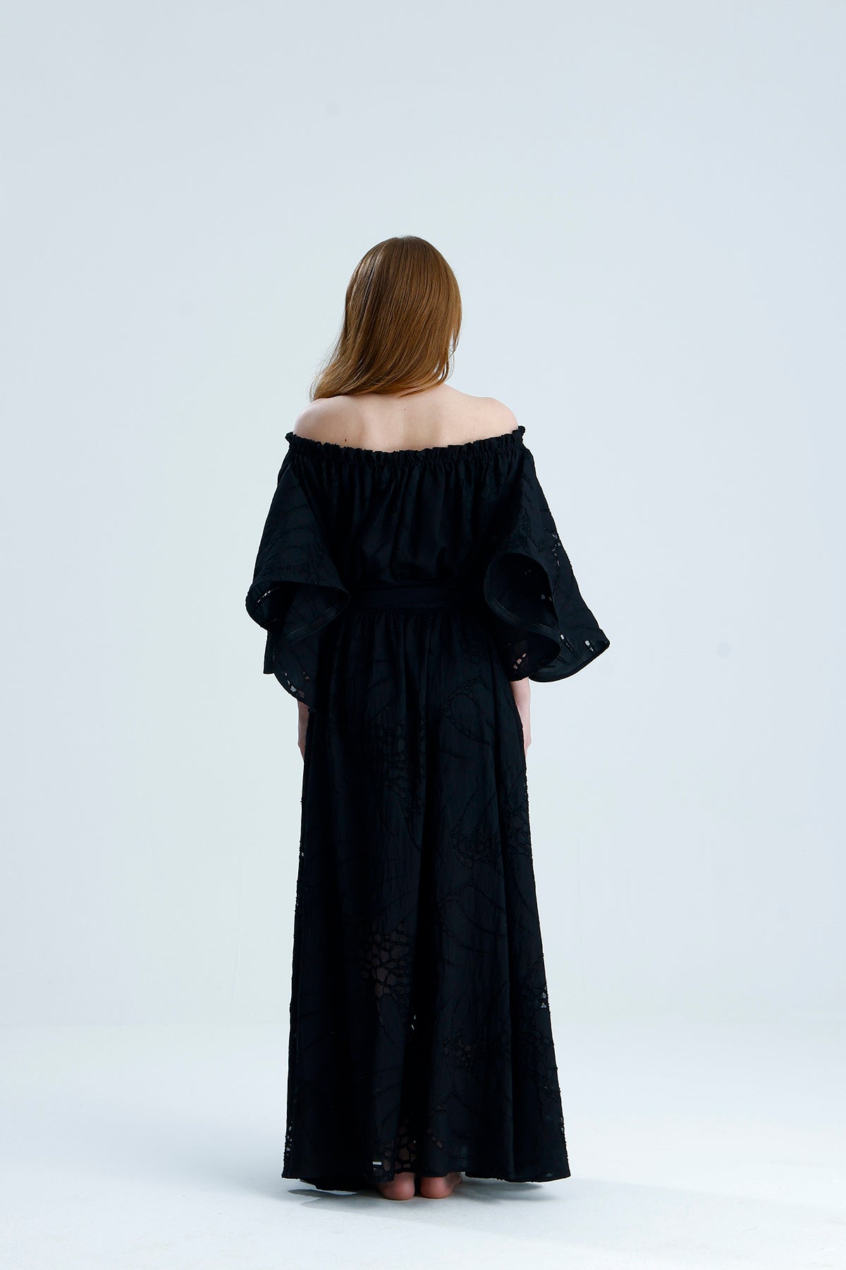 Victoria Wavy Sleeves Dress - Black