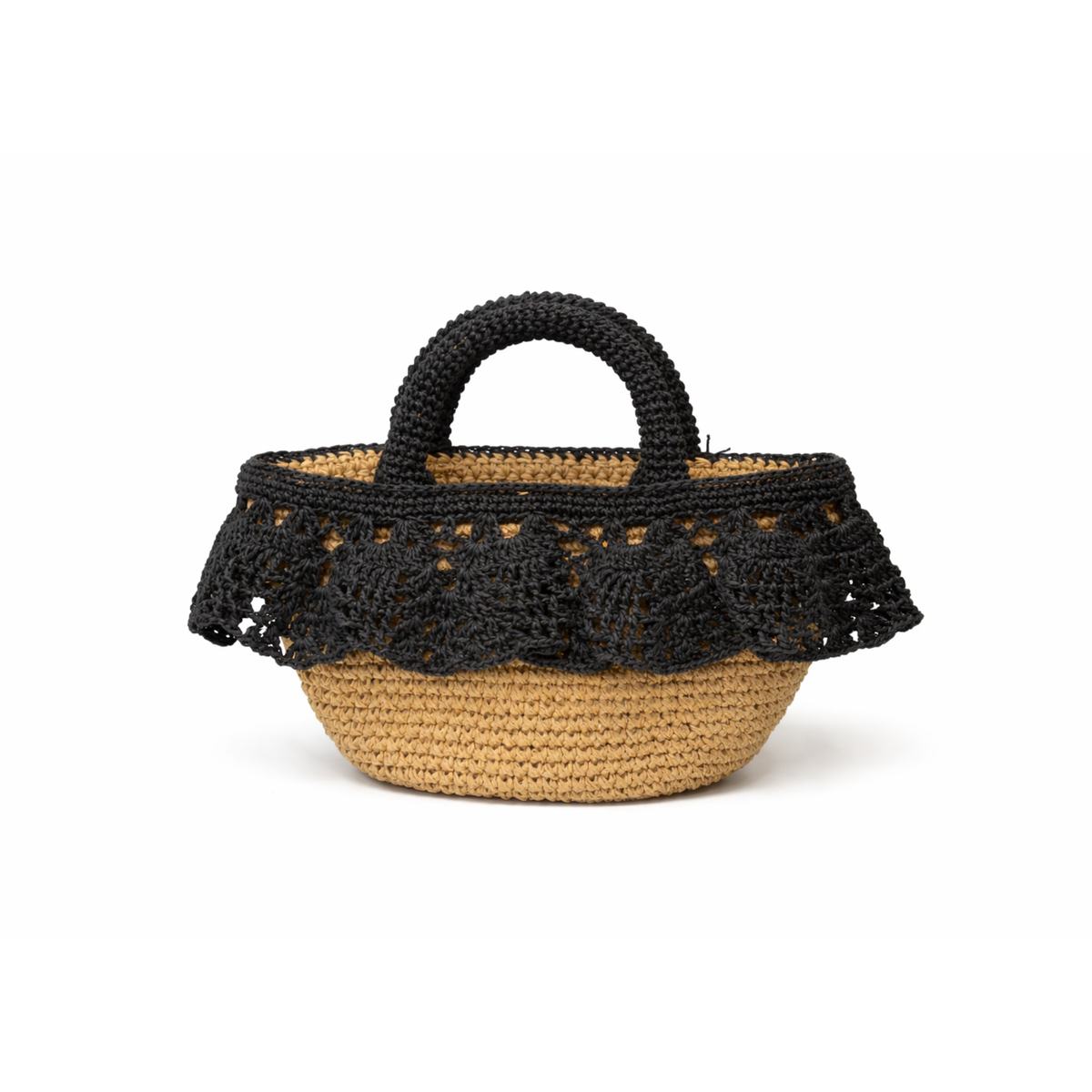 Lace Basket Bag in Black