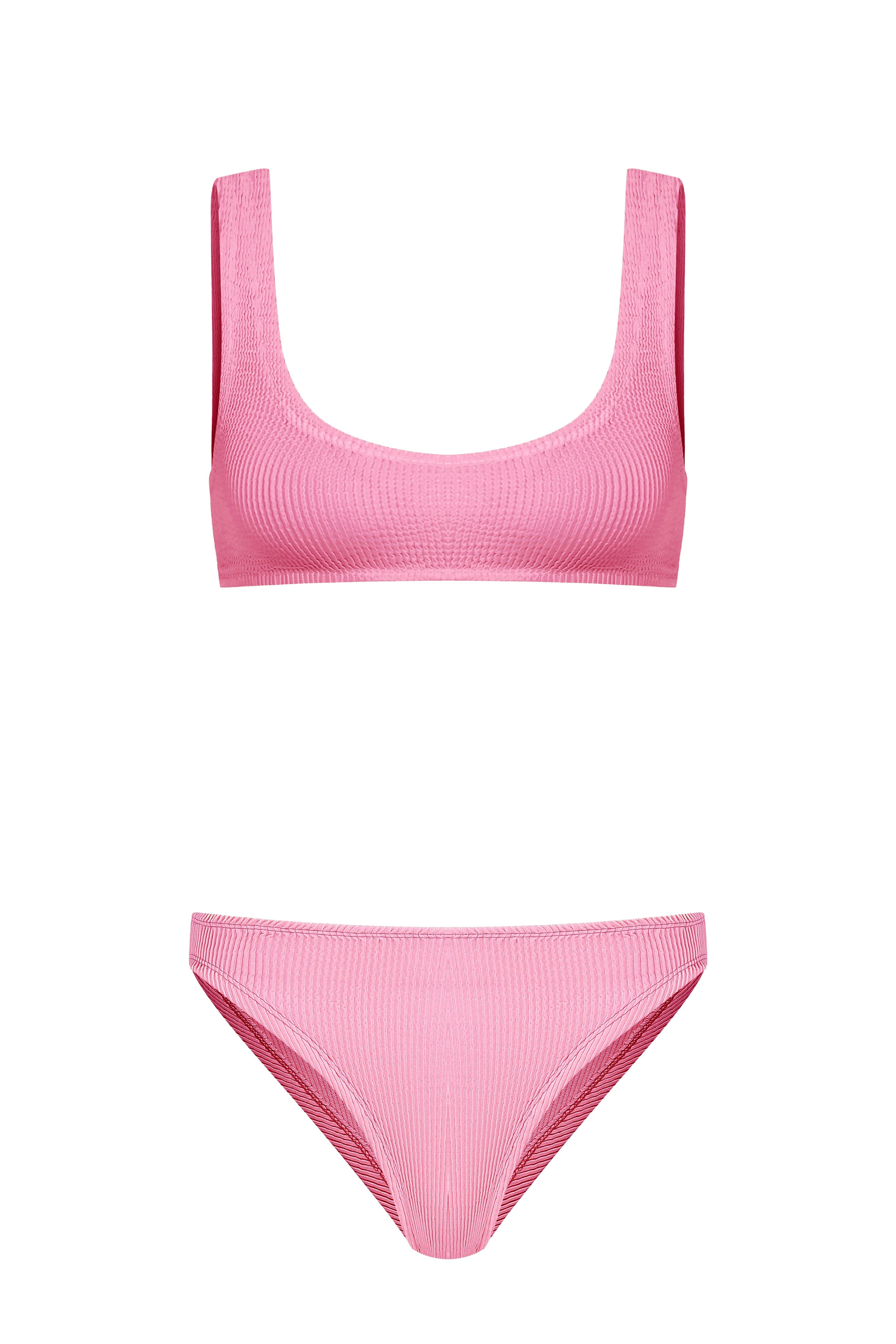 Sofi Italian Crinkle Tank Bikini Set - Neon Pink