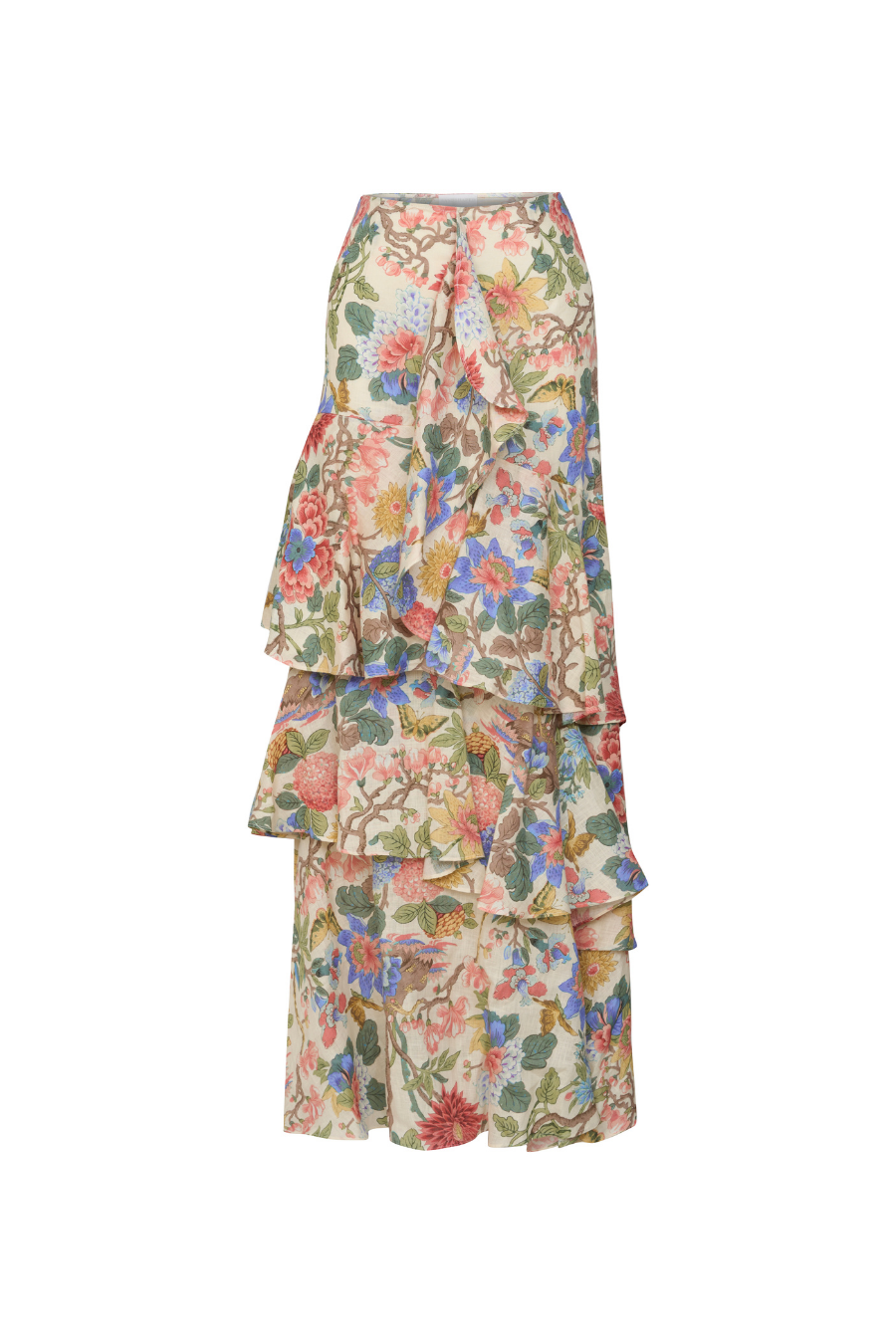 Orlena Linen Ruffled Maxi Skirt