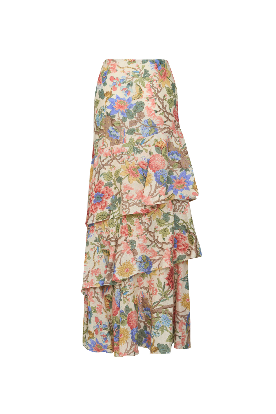 Orlena Linen Ruffled Maxi Skirt