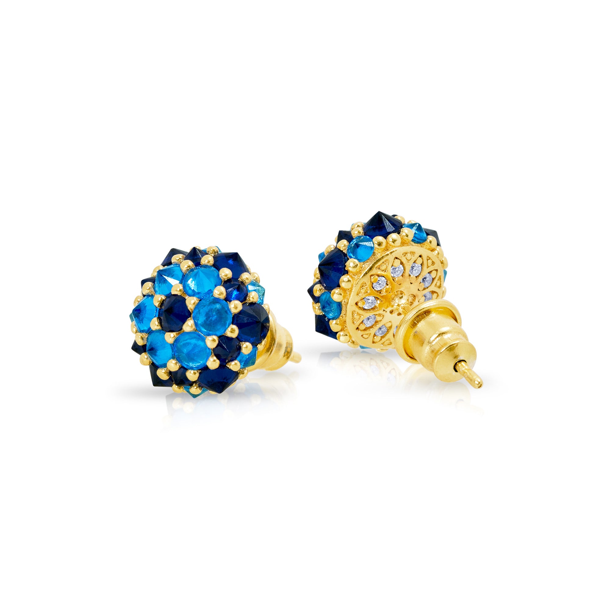 Perfect Bonbon Cocktail Earrings - Dark Blue - Light Blue - Gold