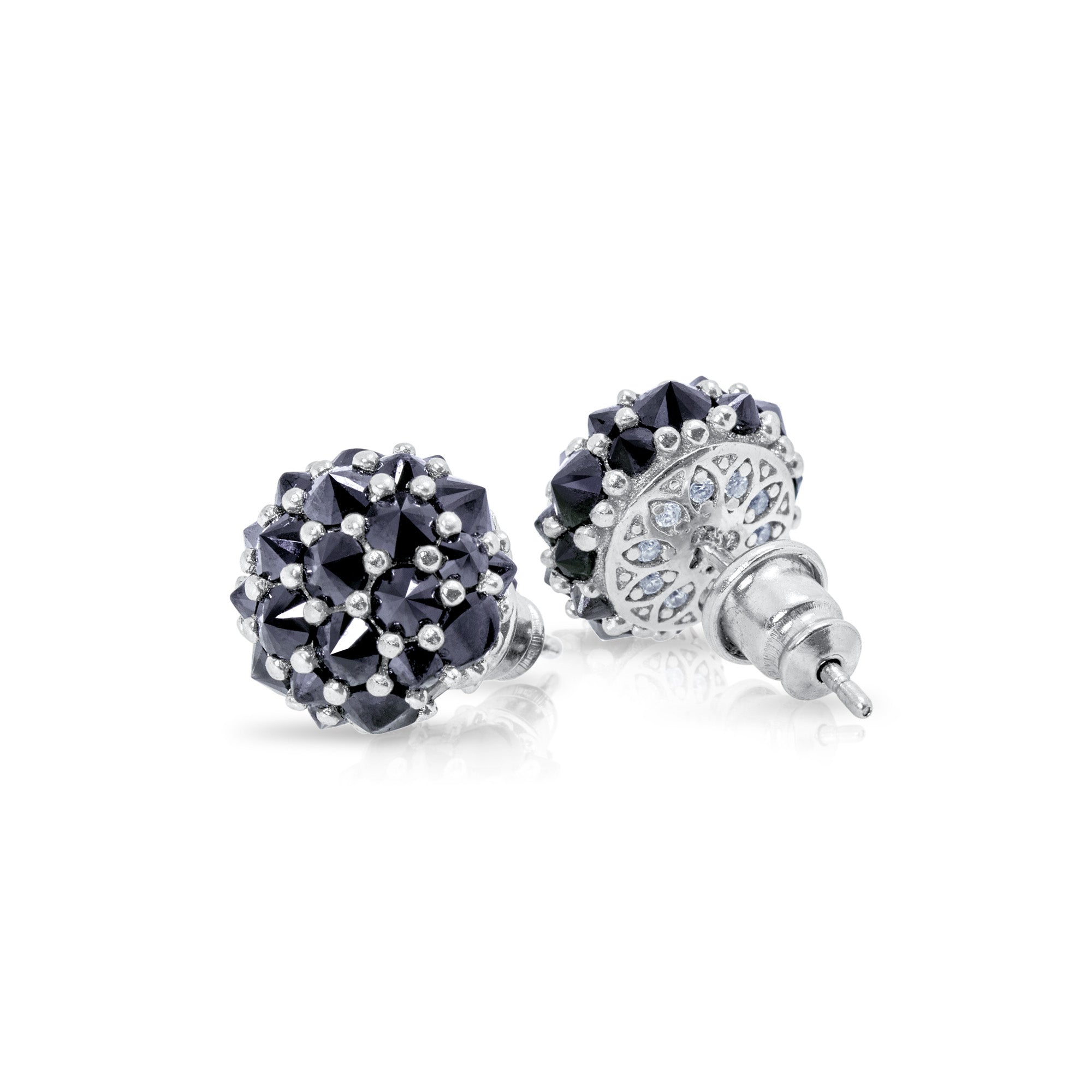 Perfect Bonbon Cocktail Earrings - Black - Silver