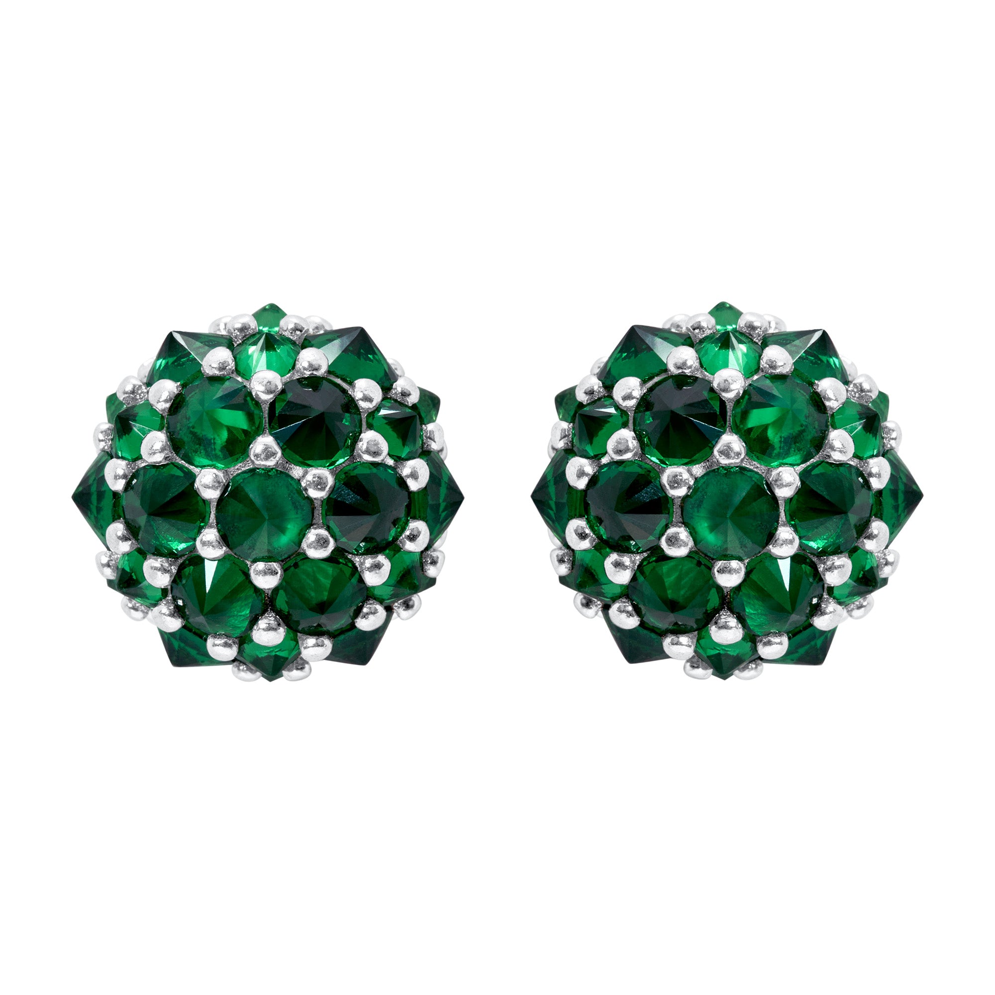 Perfect Bonbon Cocktail Earrings - Dark Green - Silver