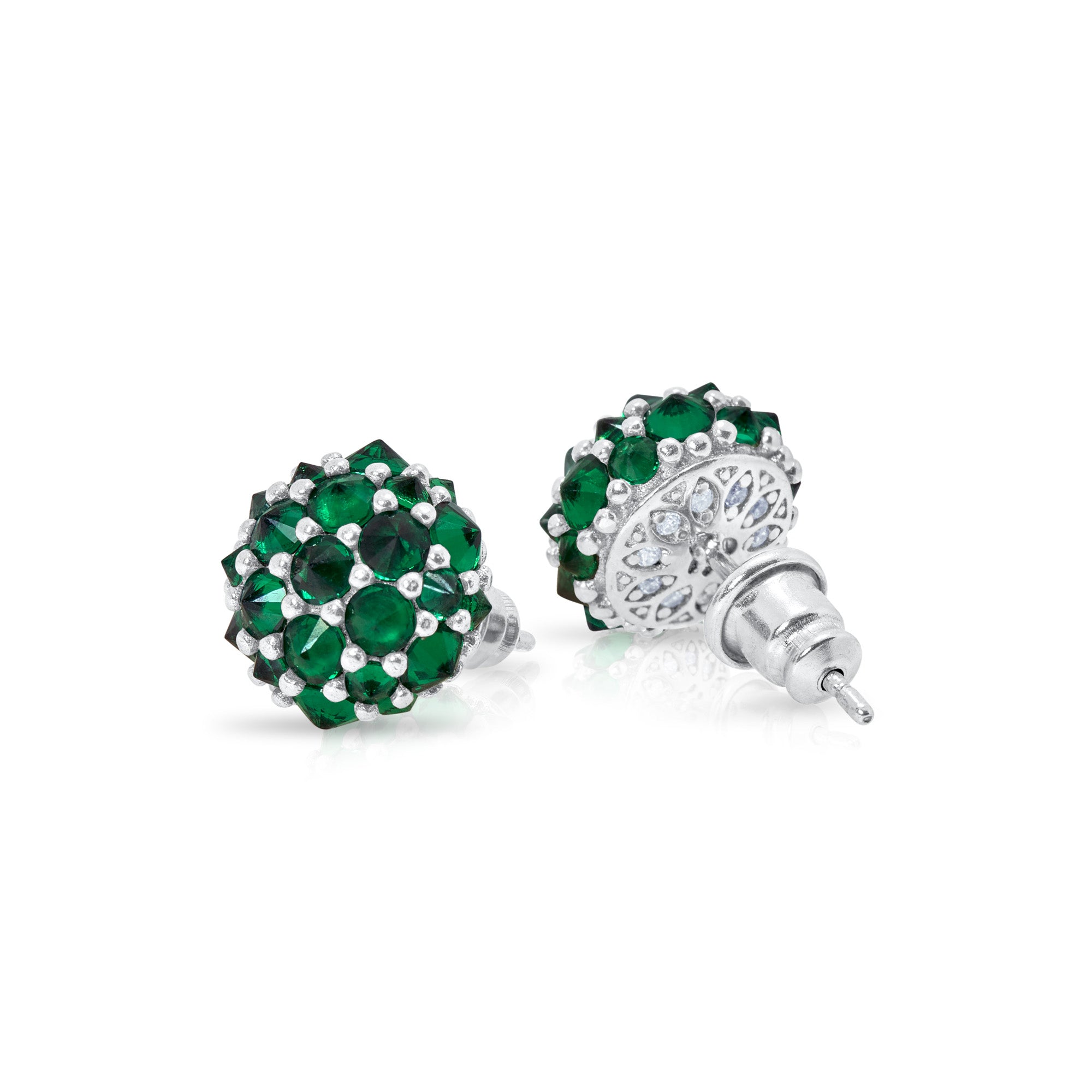 Perfect Bonbon Cocktail Earrings - Dark Green - Silver