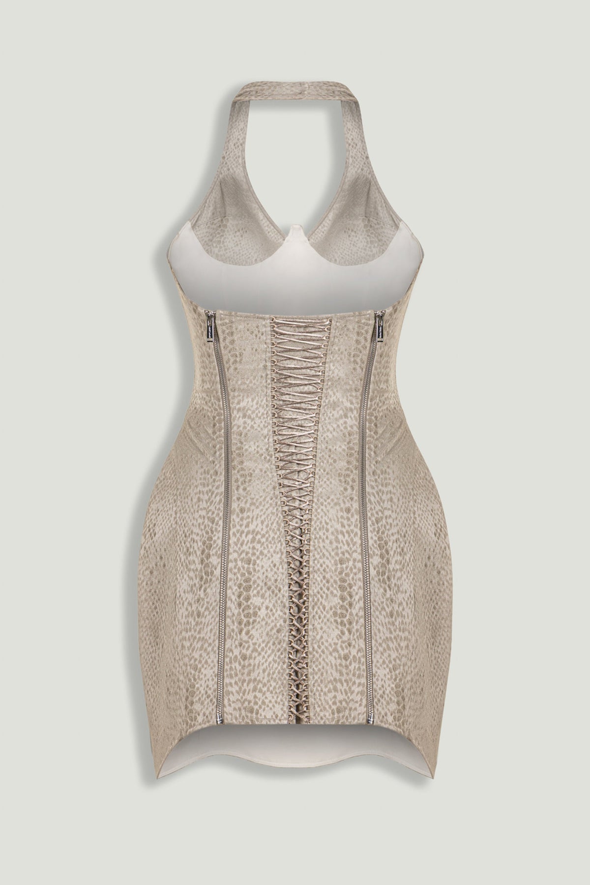 Snake-Print Boned Mini Corset Dress