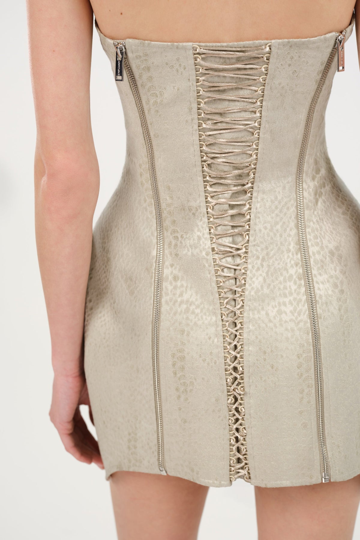 Snake-Print Boned Mini Corset Dress