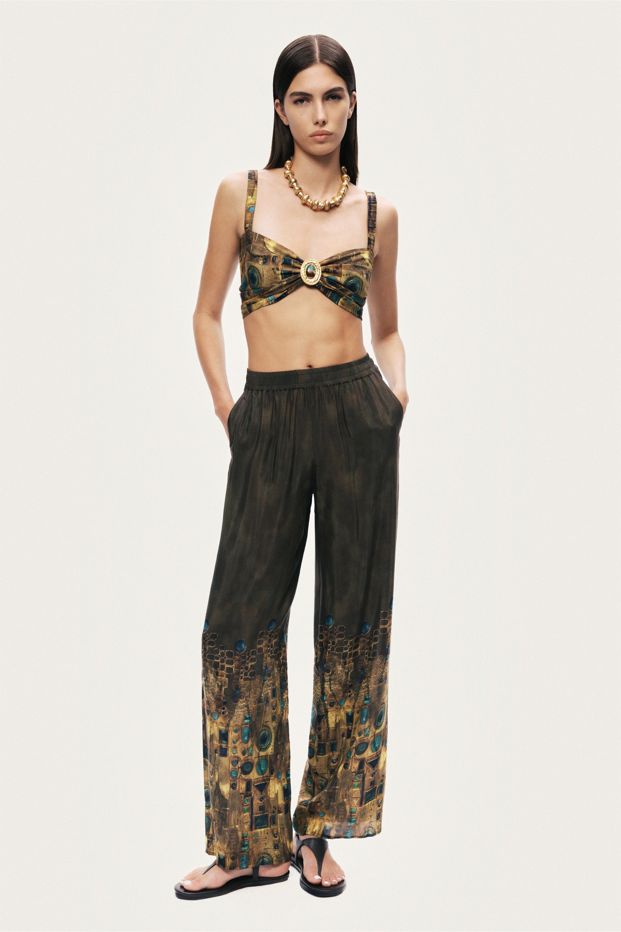 Printed Ring Detail Crop Top