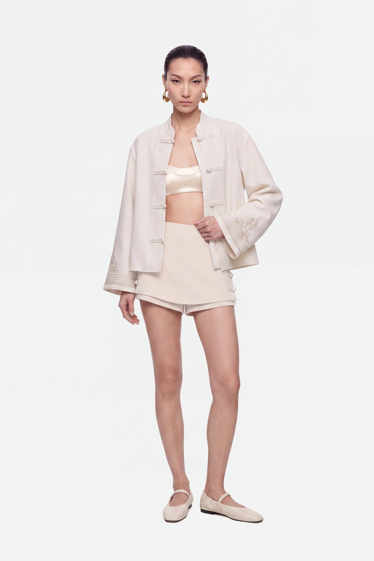 Embroidery Detail Oversized Jacket