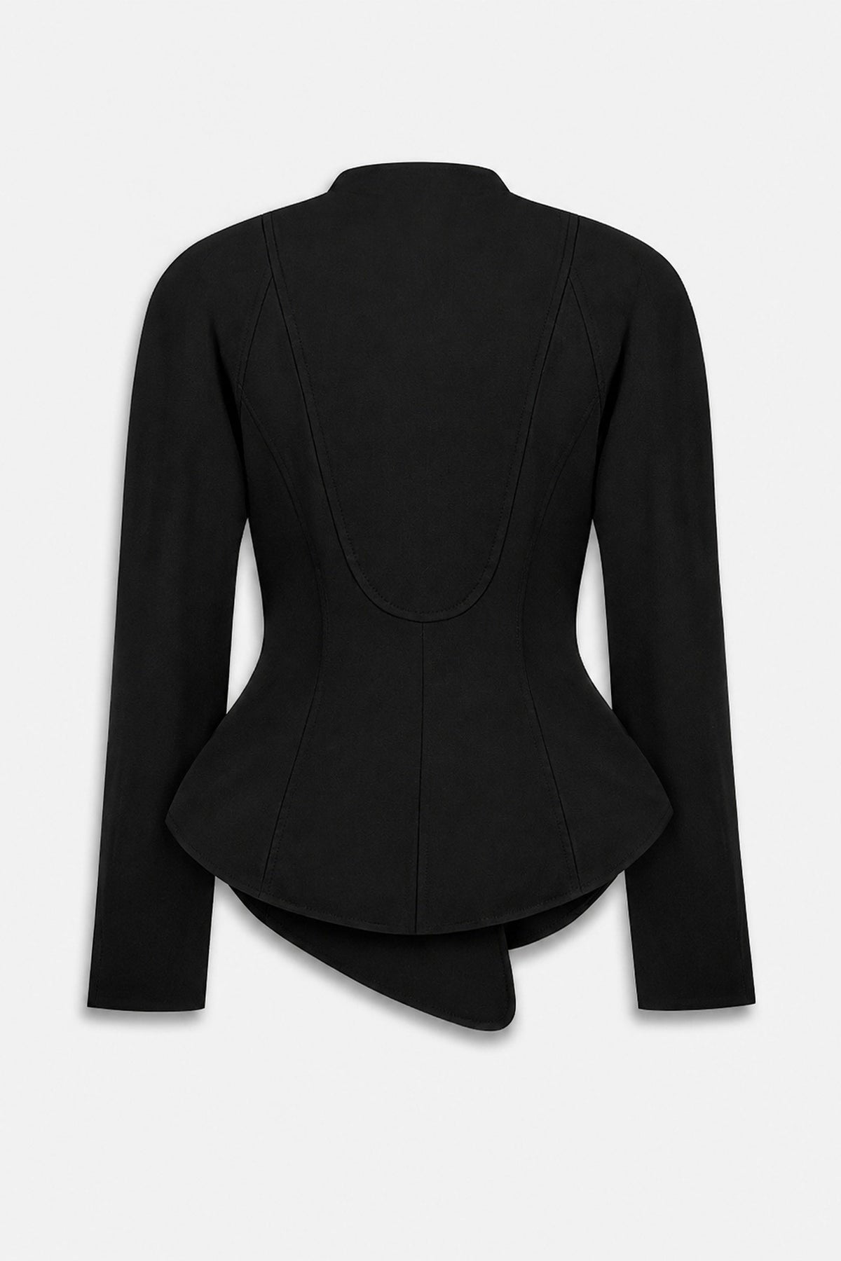 Double Breasted Stand Collar Jacket - Black