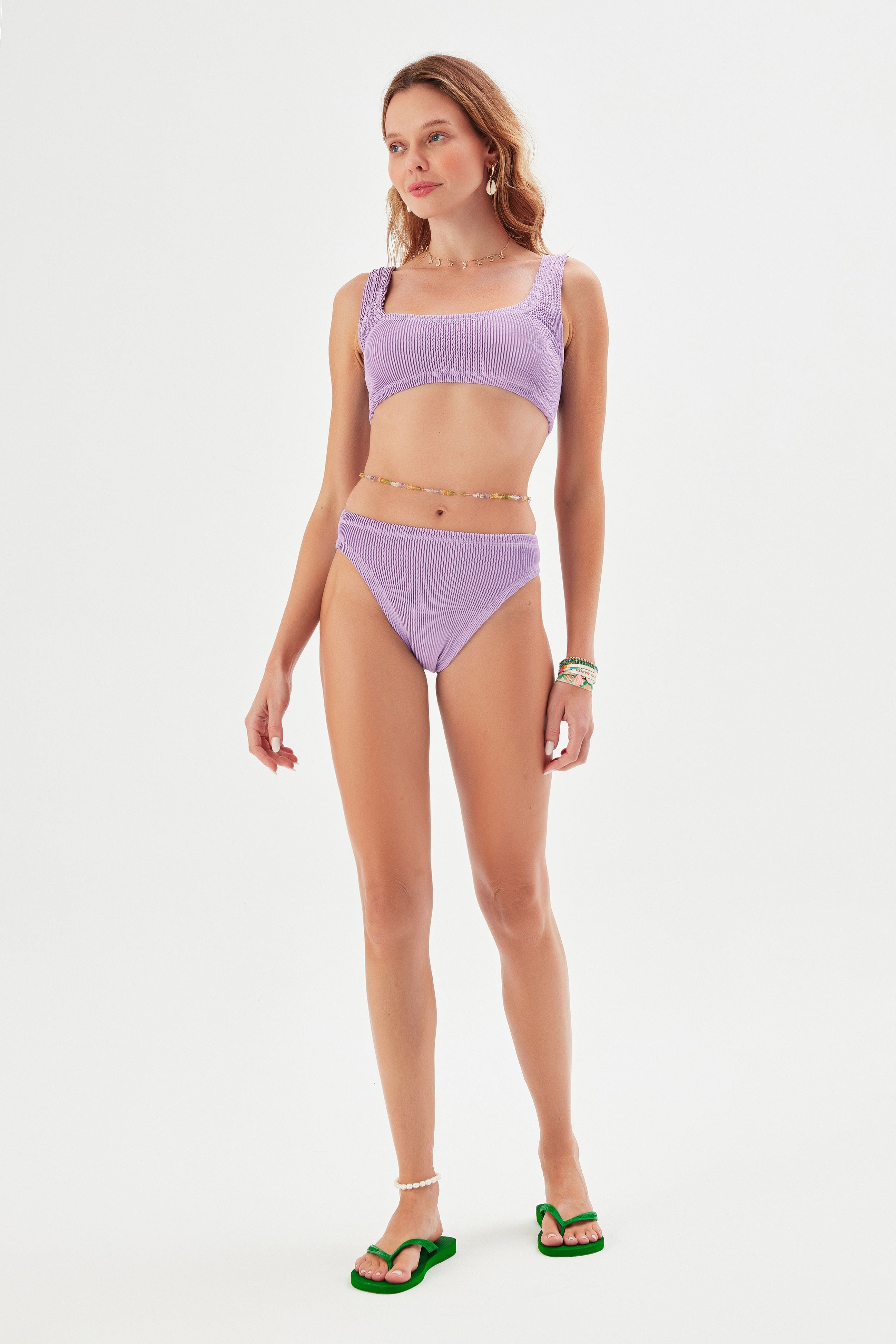 Sofi Italian Crinkle Tank Bikini Set - Purple
