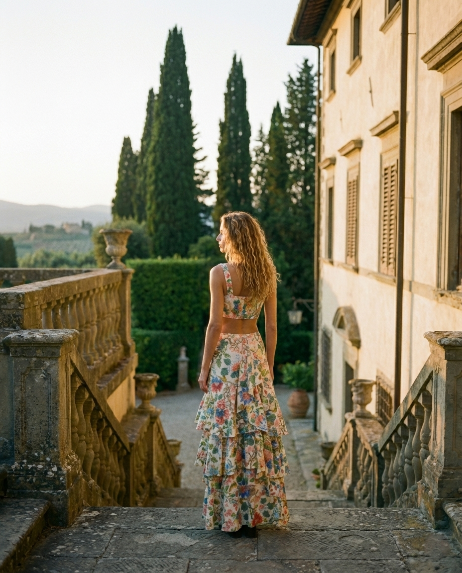 Orlena Linen Ruffled Maxi Skirt
