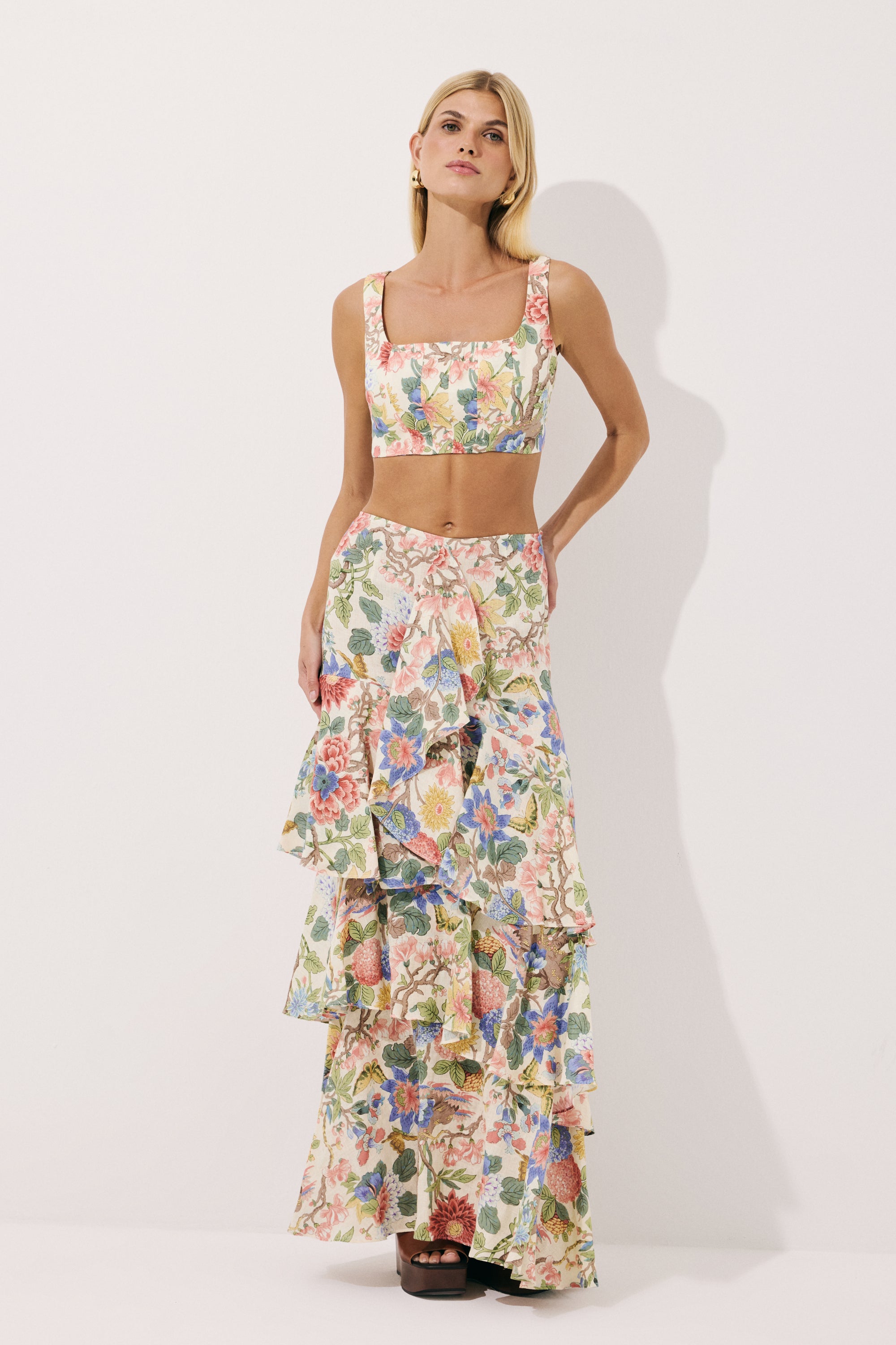 Persephone Linen Corset-Style Crop Top