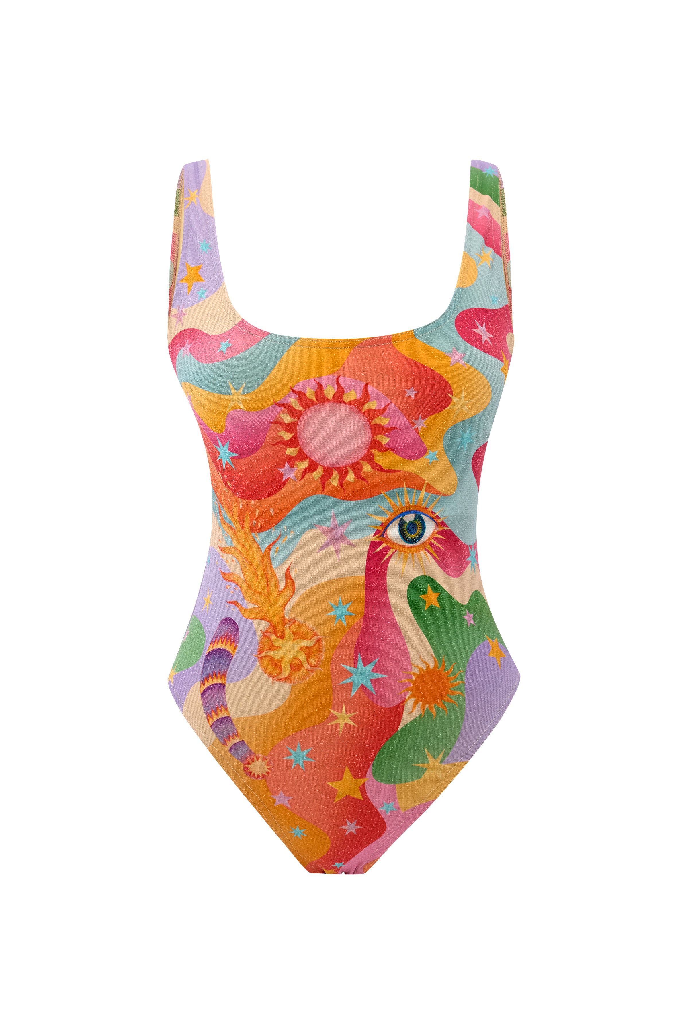 Celestia Shimmering Metallic Printed Swimsuit