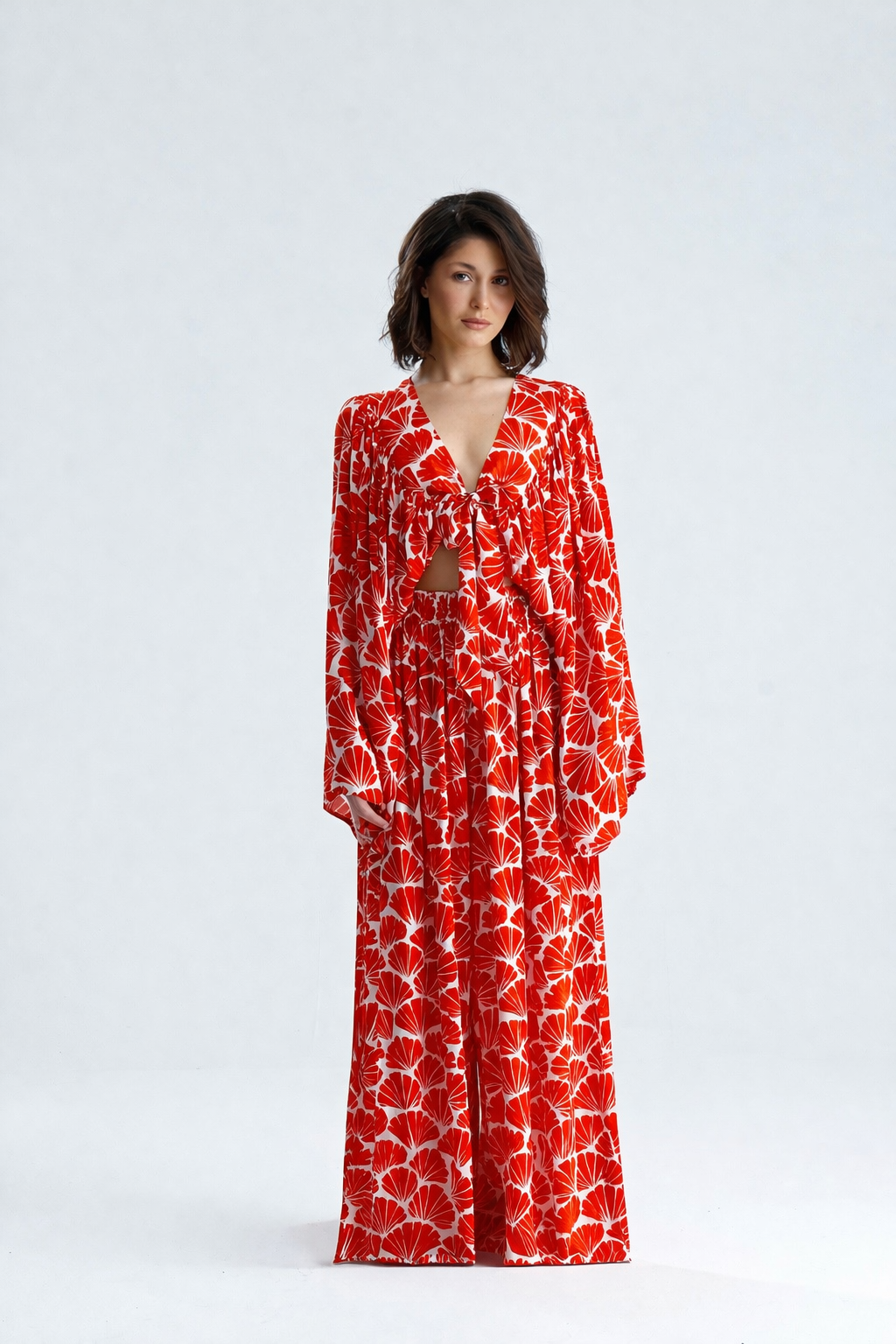 Bali Long Sleeve Bustier Top - Red