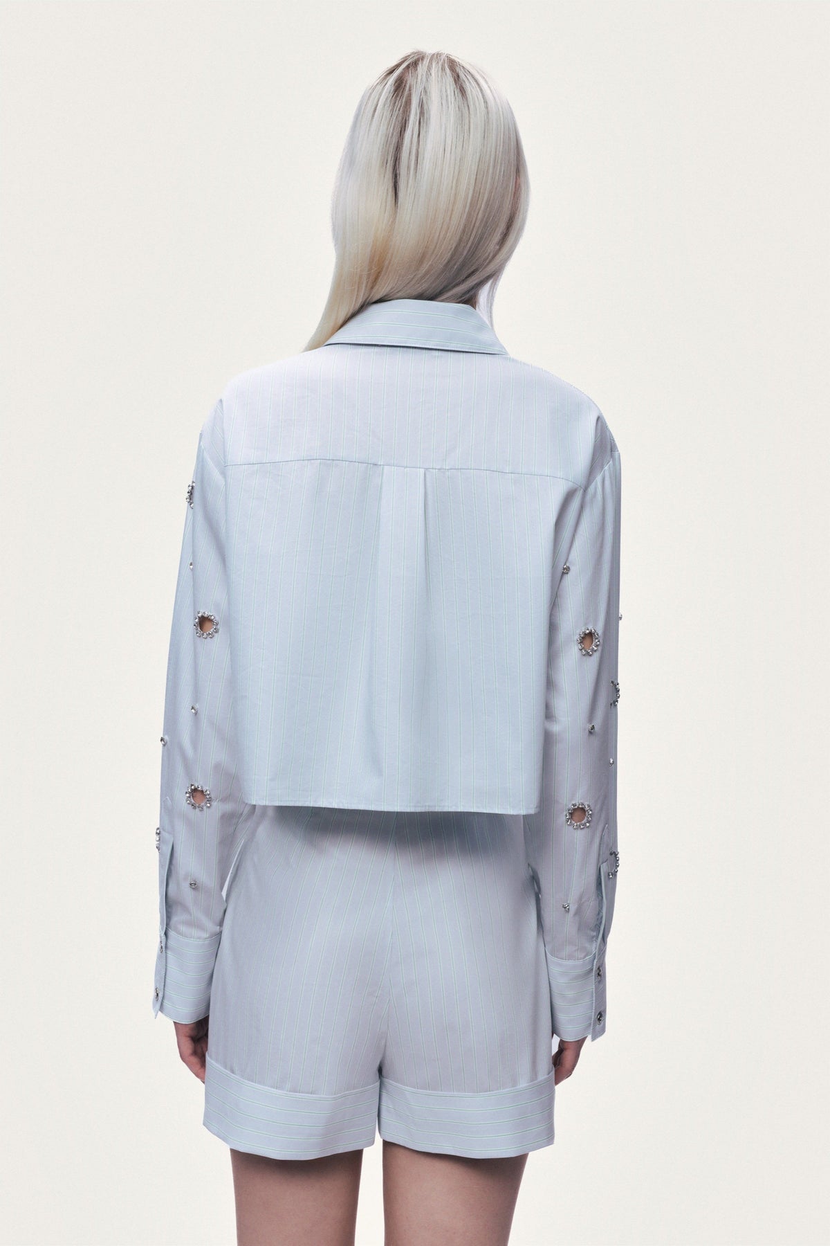 Stone Detail Crop Shirt