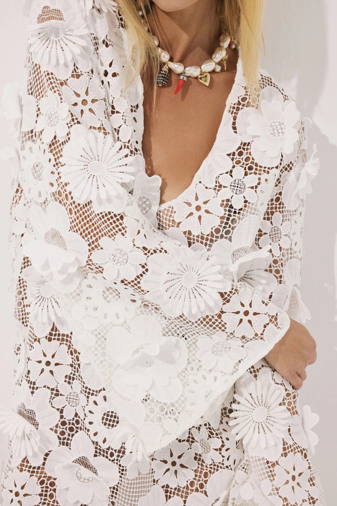 June Knit Mini Beach Dress White Crochet Filora