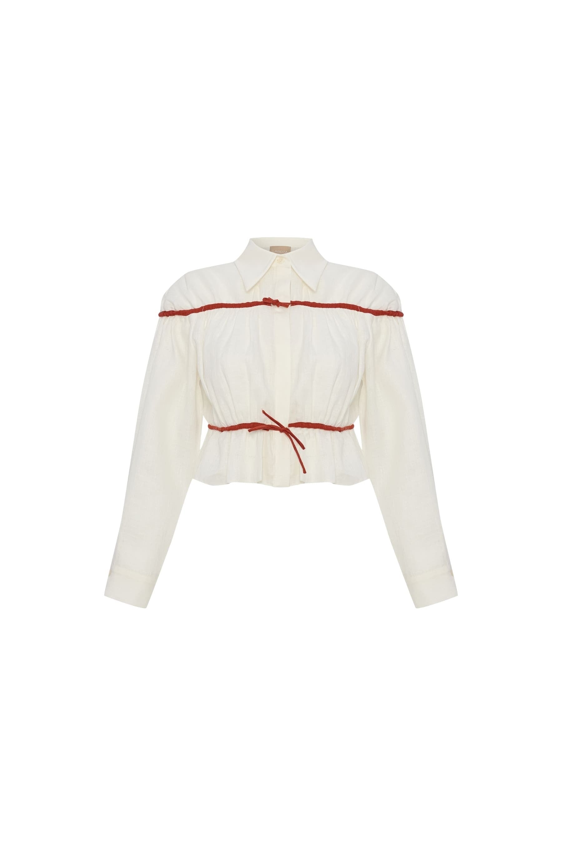 Colette Ecru and Terracotta Linen Tie Shirt