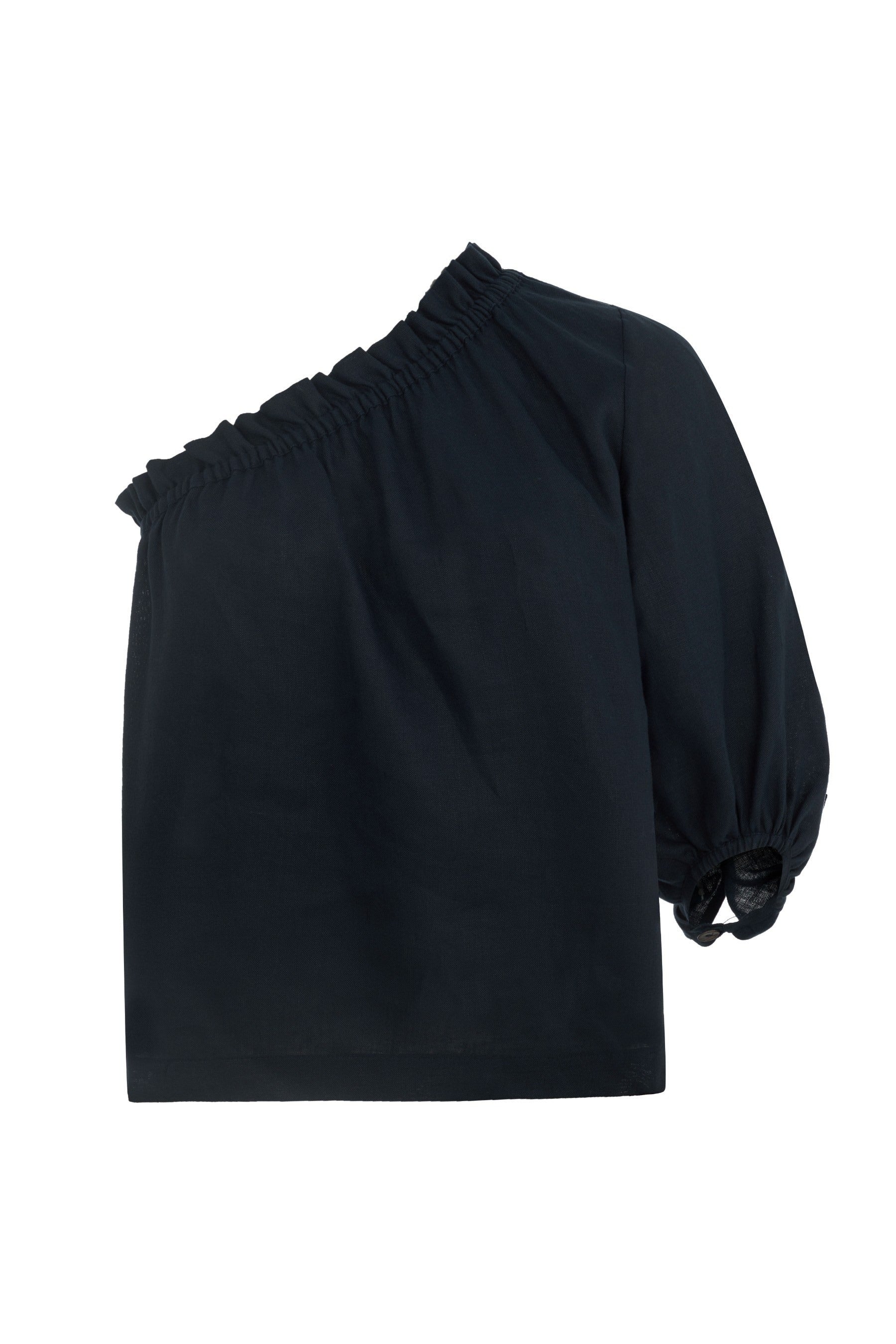 Navy Linen One Sleeve Top