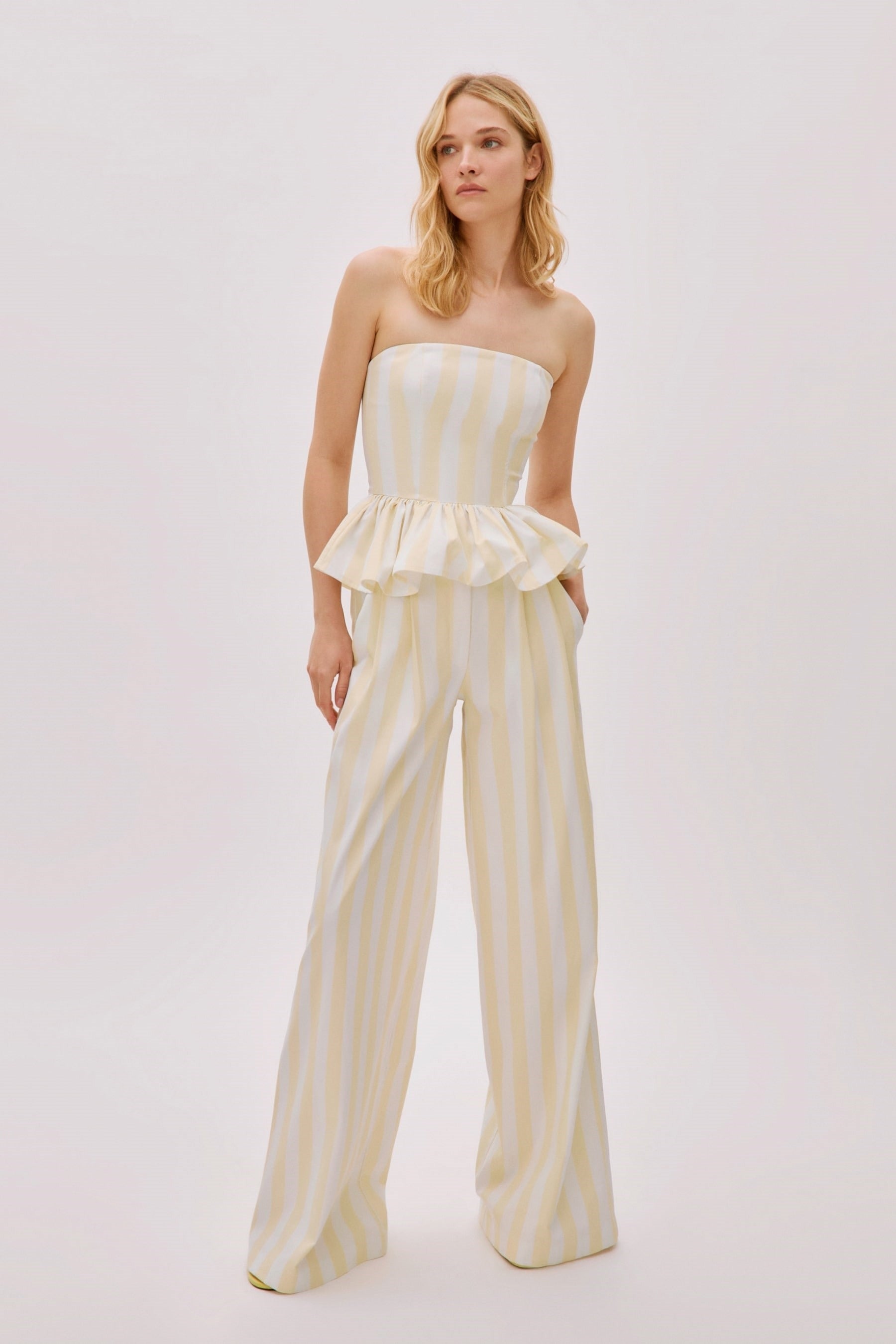 Eclipse Yellow Cotton Striped Pants