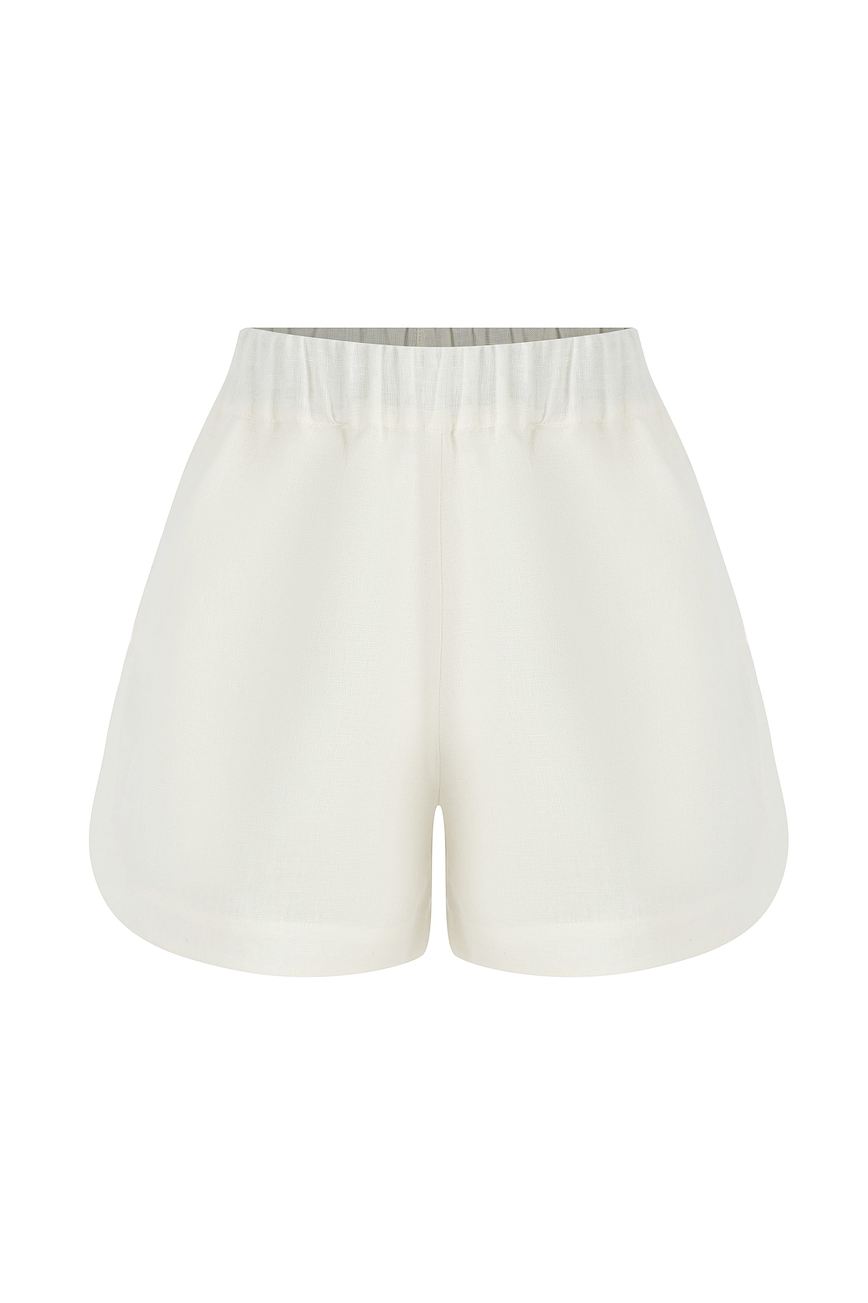 Capri White Linen Shorts