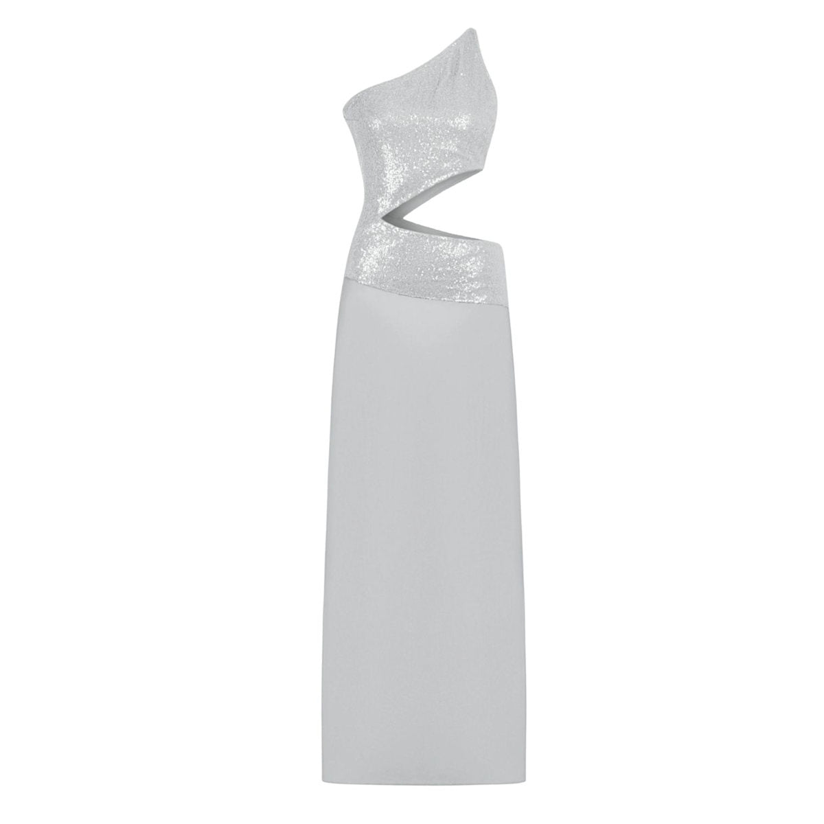 Sequin One-Shoulder Cutout Maxi Dress