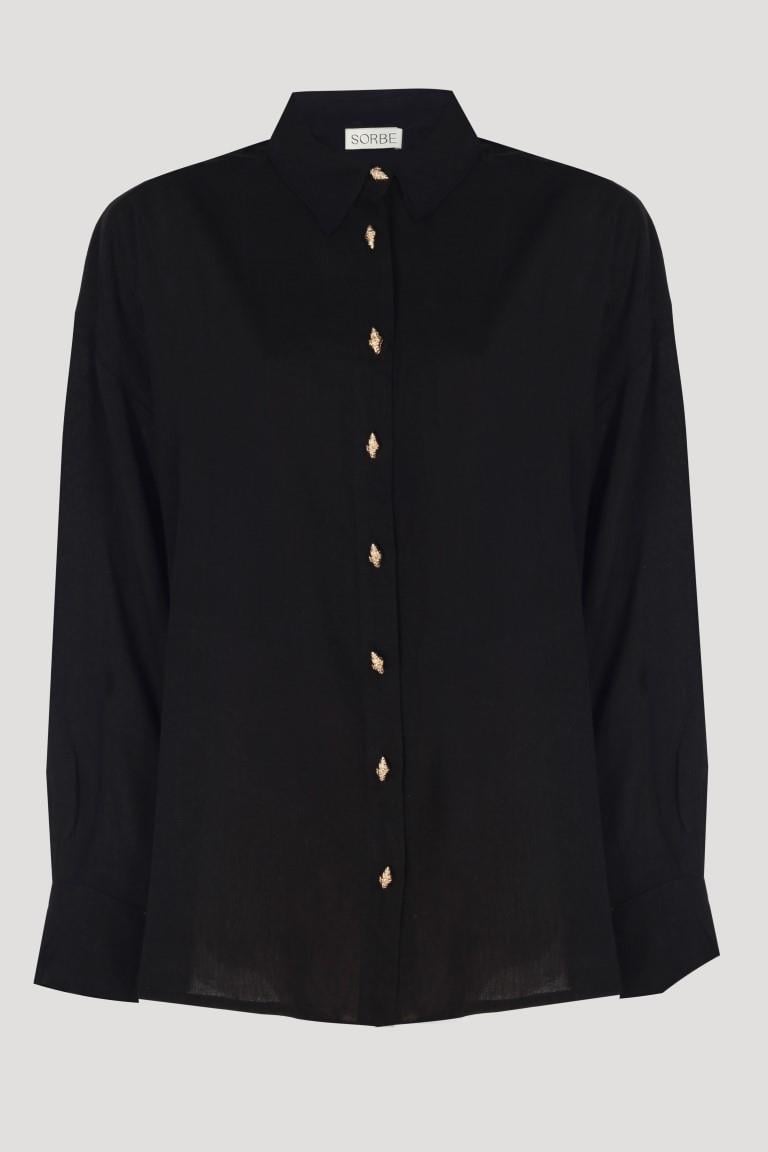 The Beach Cut Out Suit Shirt - Black